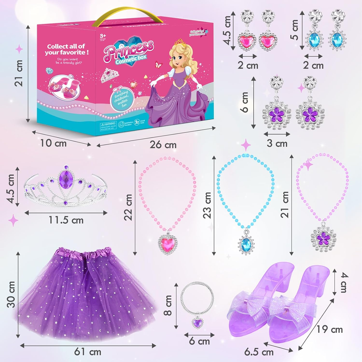PELOSTA Princess Dress up Toys & Toddler Jewelry Boutique Kit,Princess Costumes Set of Color Skirts,Shoes,Crowns,Princess Accessories,Girls Pretend Role Play Party Favor,3 4 5 6 7 Year Old Girls Gift image number 1