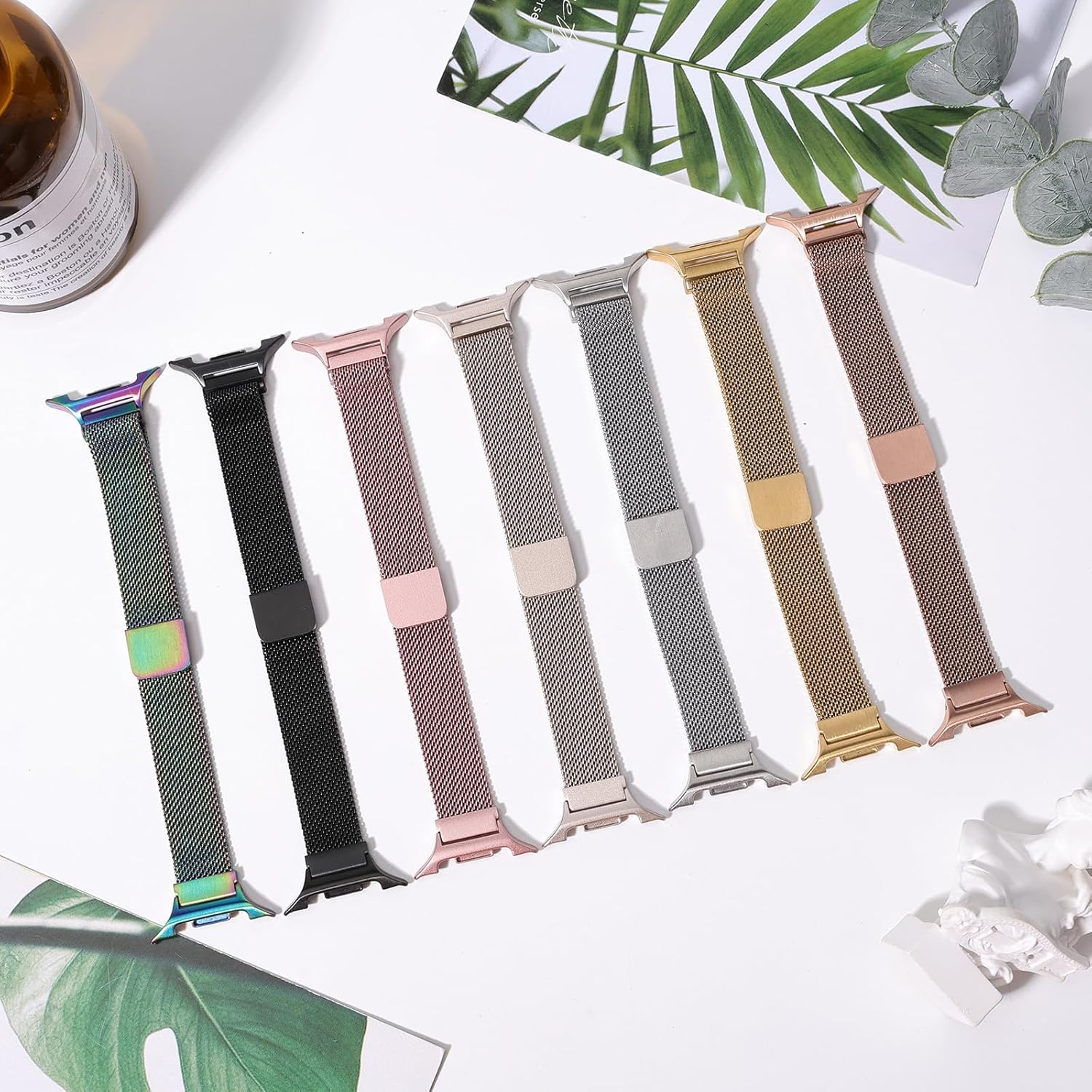 HAYONLIY Slim Metal Band Compatible with Samsung Galaxy Watch 8 40Mm 44Mm/Galaxy Watch 8 Classic 46Mm,Mesh Magnetic Stainless Steel Strap Milanese Loop Wristband Women Men image number 1