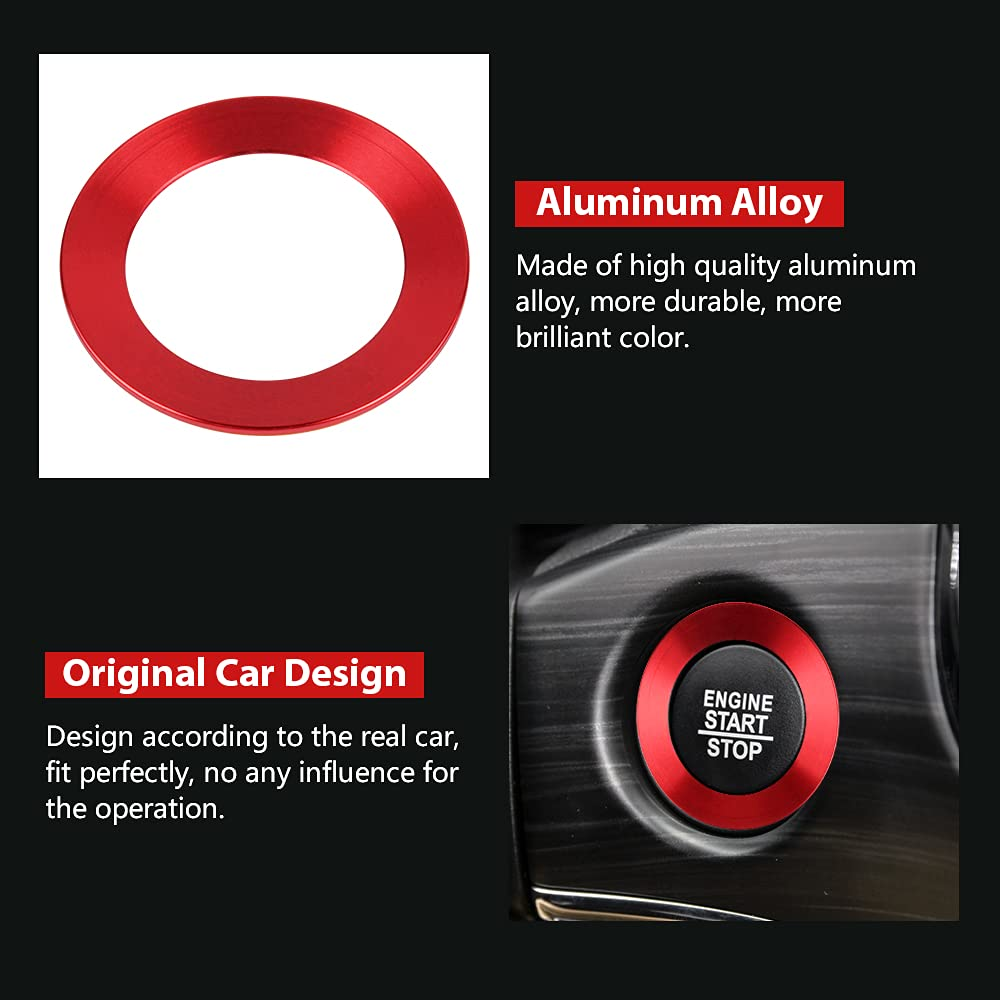 Push Start Button Cover Ring Fit for Jeep Cherokee/Grand Cherokee 2014-2021 Car Accessories Interior Red Decoration Stickers