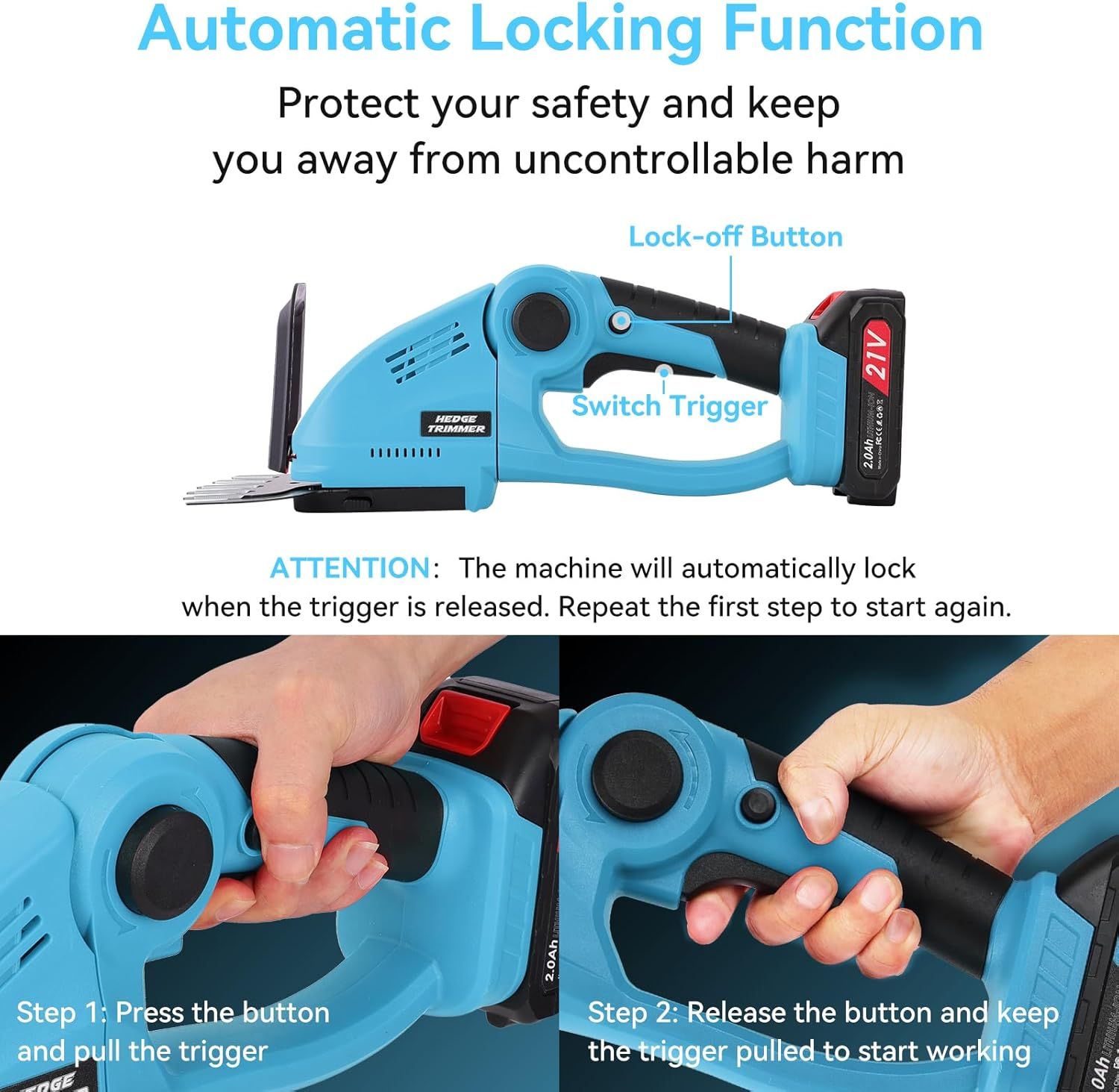 Lithium-Powered Cordless Hedge Trimmer: 2-In-1 with Long & Short Blades, Professional Yard, Garden & Lawn Trimmer, Effortless Pruning, Ergonomic, Wireless & Easy-Clean Design image number 1