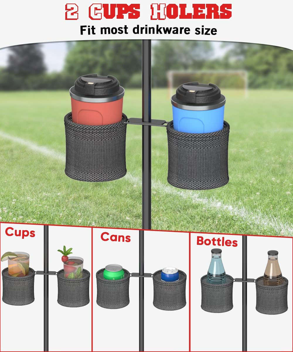 Queension Manual Flip Scoreboard with Stand, Cornhole Scoreboard with Drink Holder for Cornhole Accessories, Basketball Score Keeper, Scoring Board for Pickleball/Tennis/Badminton/Sports