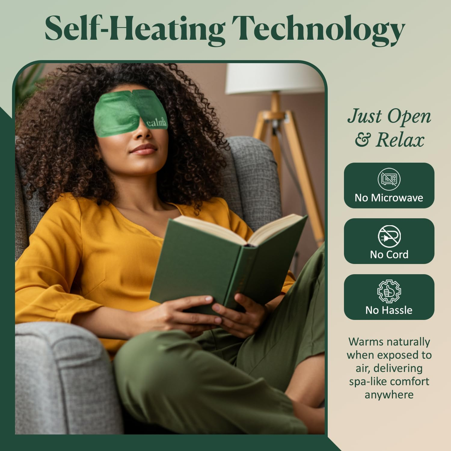 16 Pack Calma Heated Eye Mask - Hot Compress for Eye Fatigue - Helps Relief Dry Eyes, Blue Light Strain, Headaches and Dark Circles (Unscented) image number 3