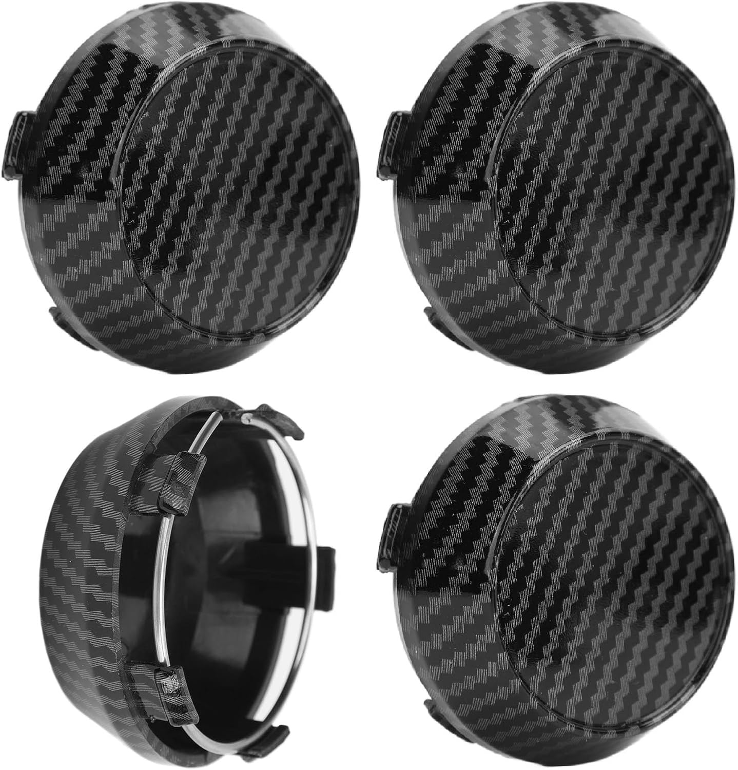 60Mm Carbon Fiber Style Wheel Center Caps Set of 4 for Universal Fit Vehicle, ABS Material High Gloss Tyre Rim Hub Caps Cover for Enhanced Visual Appeal And image number 2