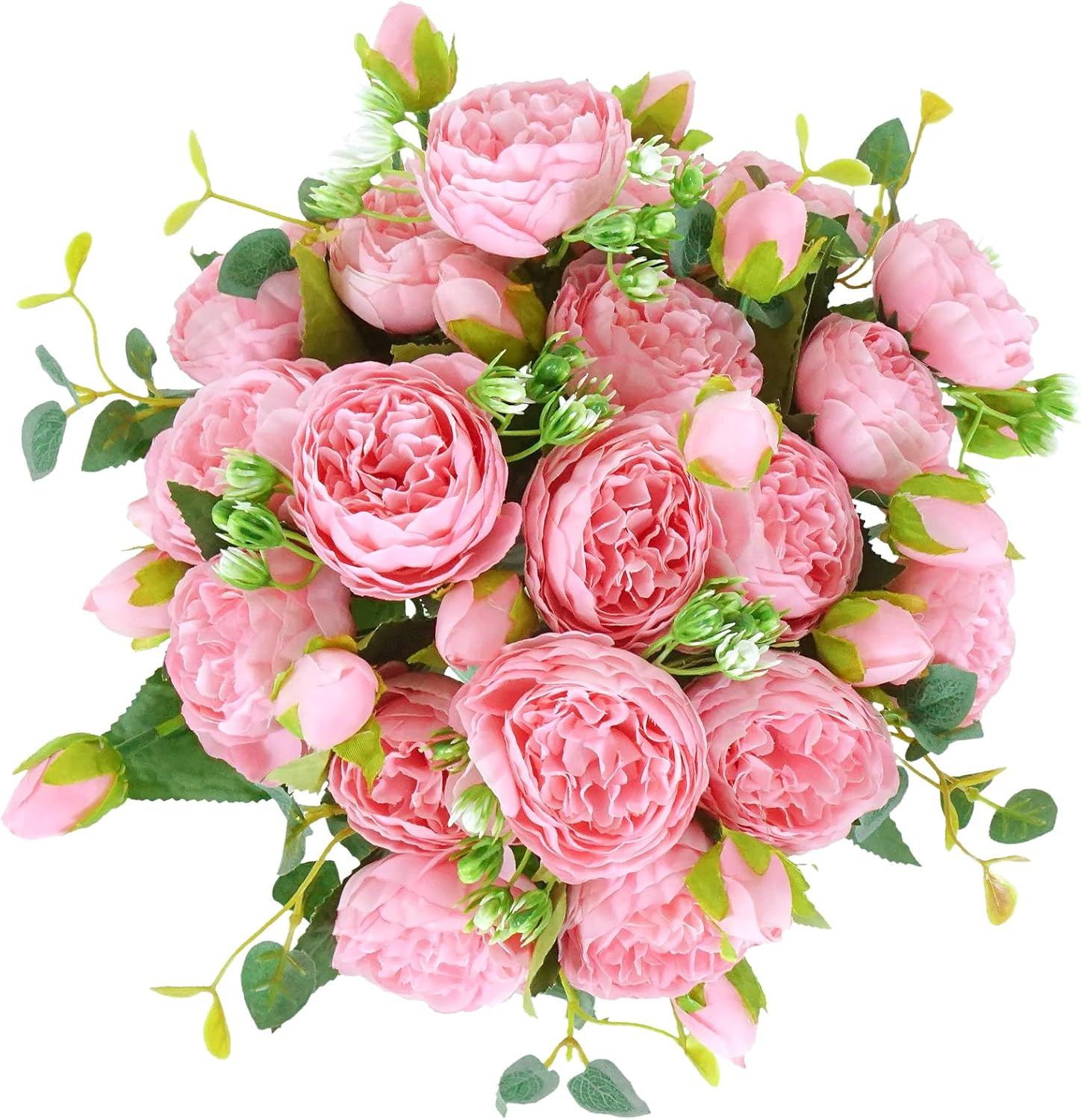 Lenamos 4 Packs Peonies Artificial Flowers, Silk Flowers Fake Peonies Artificial Flowers Peonies Bouquet for Centerpiece Table Wedding Party Home Decor (Rose Pink)