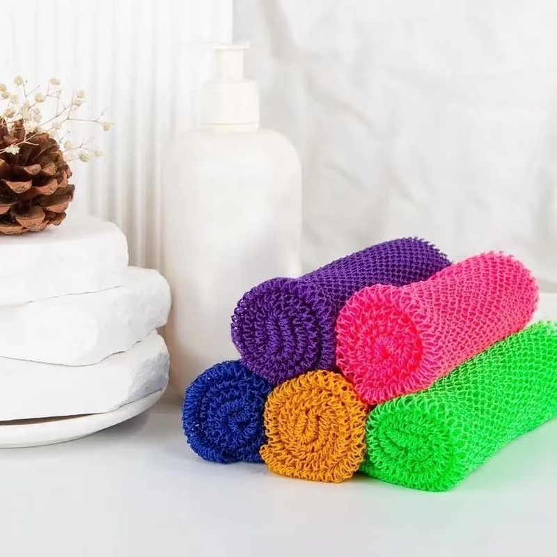 2 Pieces African Net Sponge, Long African Exfoliating Net, Net Bath Sponge Shower Body Scrubber Back Scrubber Skin Smoother, Stretches to Approximately 63" (Blue&Purple) image number 5