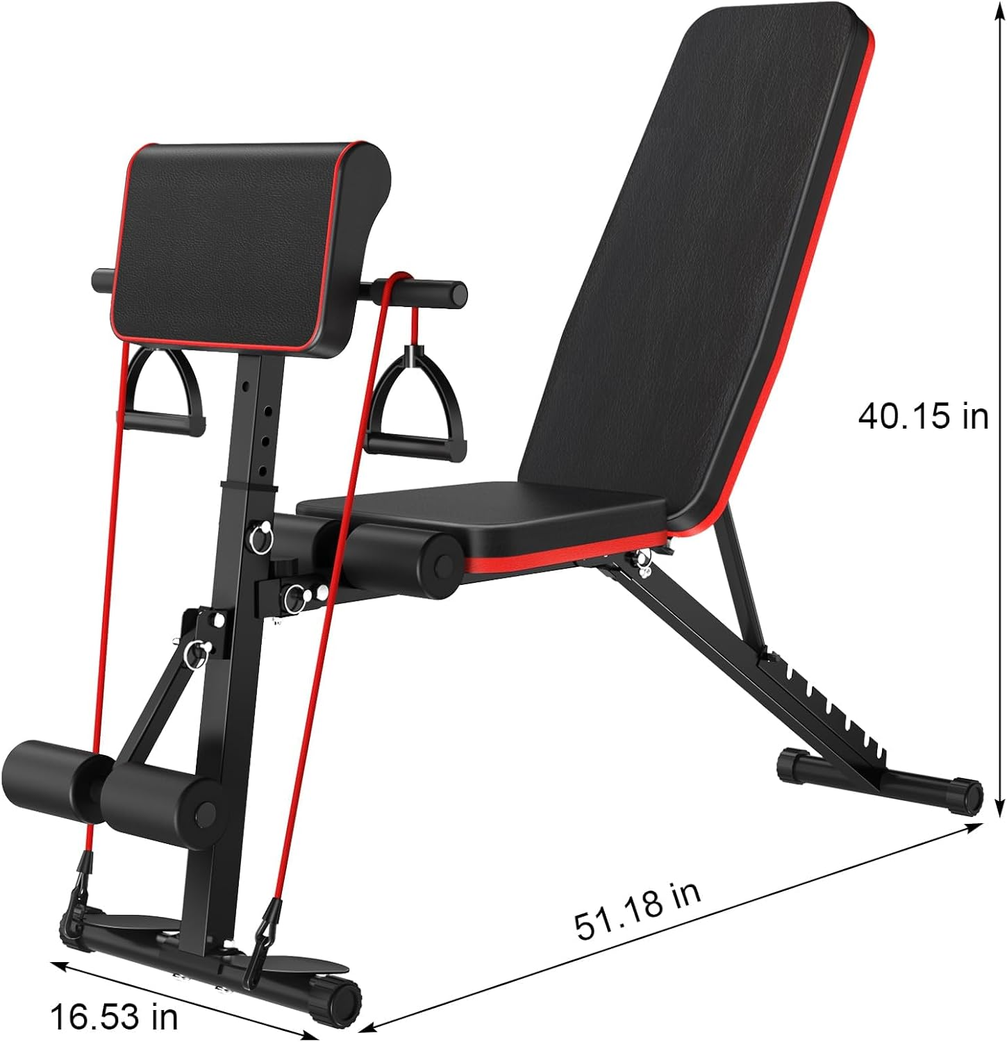 Ajustable Weight Bench for Home Gym, Foldable Workout Bench for Full Body Exercise or Strength Training, 770LBS Capacity Incline Decline Sit up Exercise Bench Press image number 6