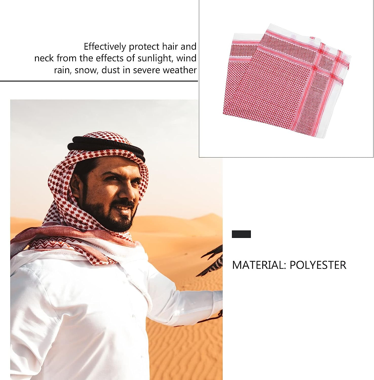 PRETYZOOM Men Arab Turban Dubai Kerchief Middle East Shemagh Head Scarf Headwear image number 3