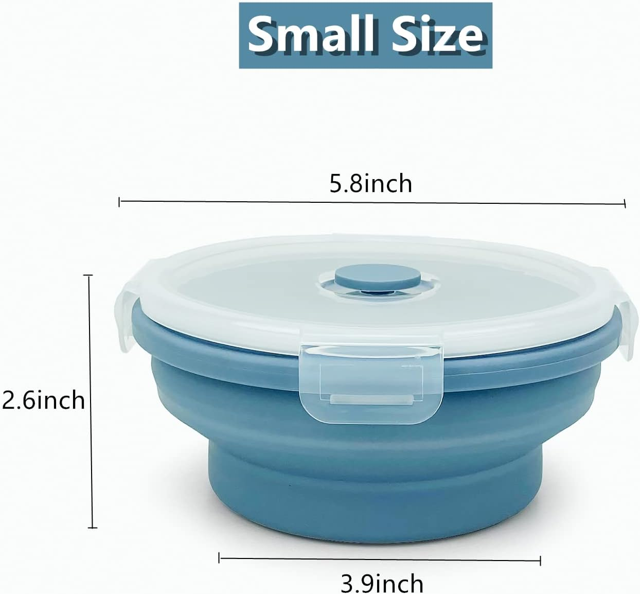Lunbengo 3Piece Collapsible Bowl with Lids, Microwave Silicone Meal Prep Lunch Containers, Ideal Food Bowls for Snacks, Fruits, Oatmeal, Camping Travel, Round, Blue - Green image number 3