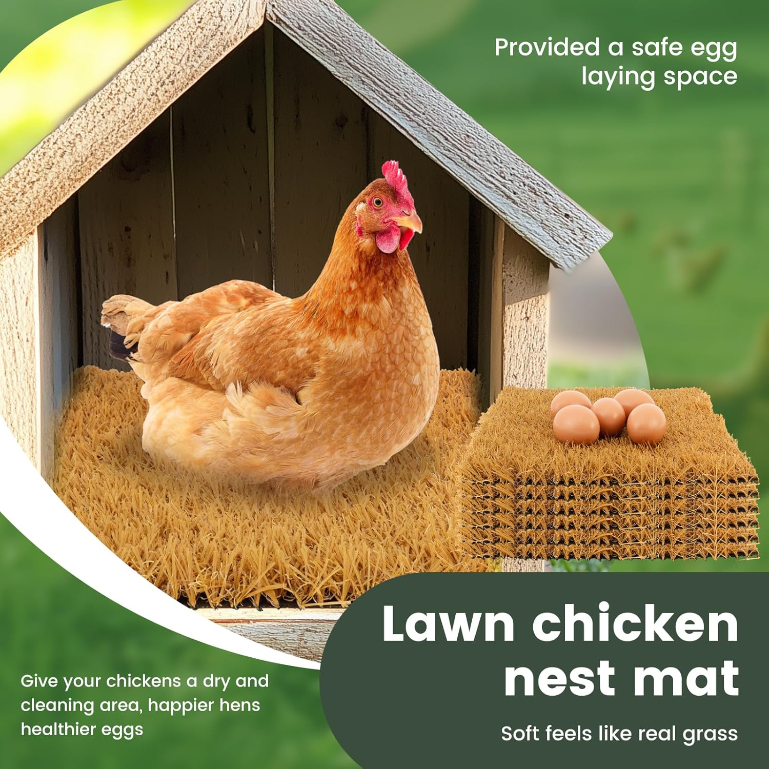 DJAPWPX 6 Pcs Chicken Nesting Pads, 12Inch Reusable Chicken Laying Pads, Nonslip Hen Bedding Mats, Hen Coop Nest Liners Poultry Supplies for Laying Eggs (Yellow)