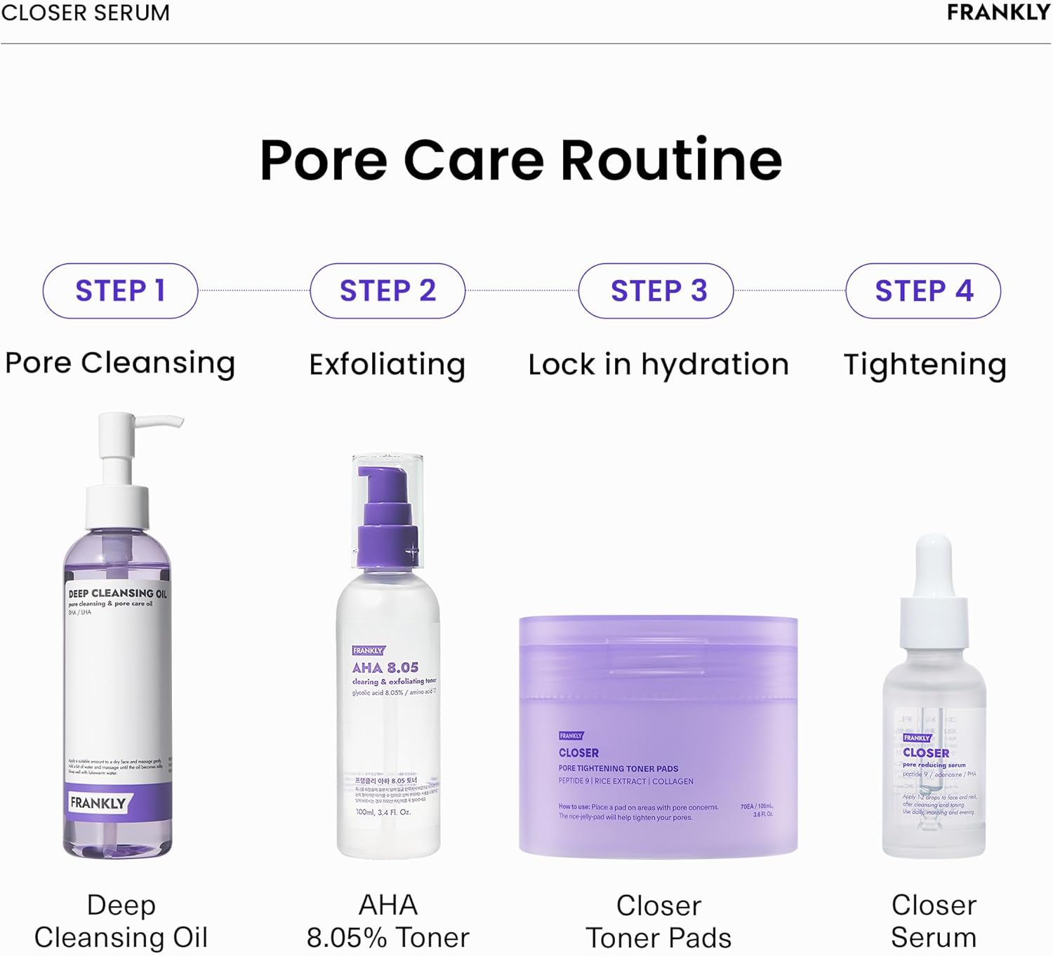 FRANKLY Closer Serum | Pore Minimizer Serum | 9 Peptides, Vegan Collagen, Adenosine, PHA | Korean Pore Minimizer for Glass Skin, Anti-Aging, Hydration, Elasticity | 1.01 Fl Oz image number 2