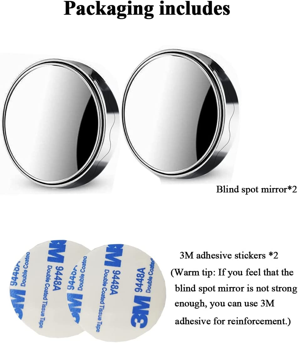 Car Blind Spot Mirror 2 Pack,Suction Cup Blind Spot Mirror 2" round Hd Frameless Convex Rear Side View Mirror 360&deg; Rotatable Blind Spot Auxiliary Rearview Mirror Protective Mirror Non-Adhesive - Suction Cup Type image number 5