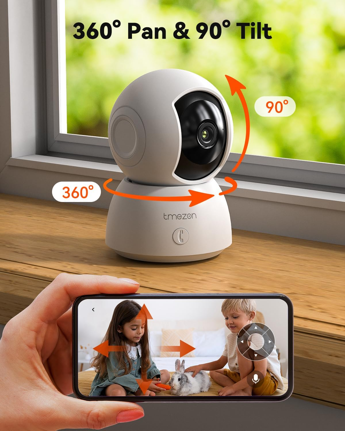 TMEZON Indoor Security Camera 2K,Pan/Tilt Wi-Fi Pet Camera with Vicohome App Wifi IP 3MP HD 360&deg; Baby Monitor,One-Click Call Your Families,Detection & Notification, Night Vision image number 6