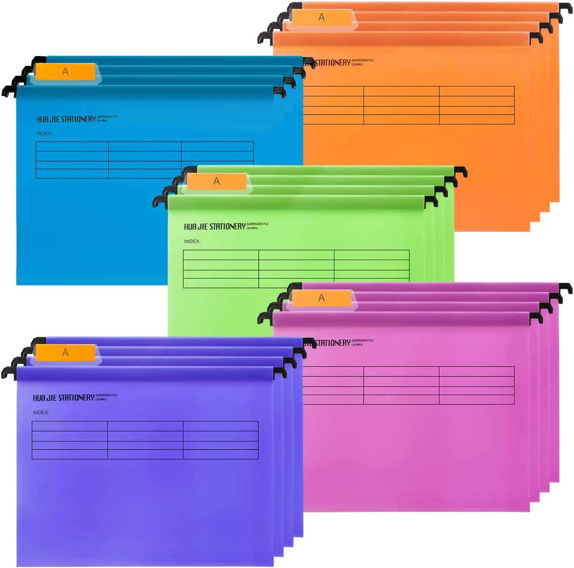 20PCS A4 Suspension Files, Polypropylene Filing Cabinet Suspension Files with Tabs and Card Inserts for Office Organization Home Work