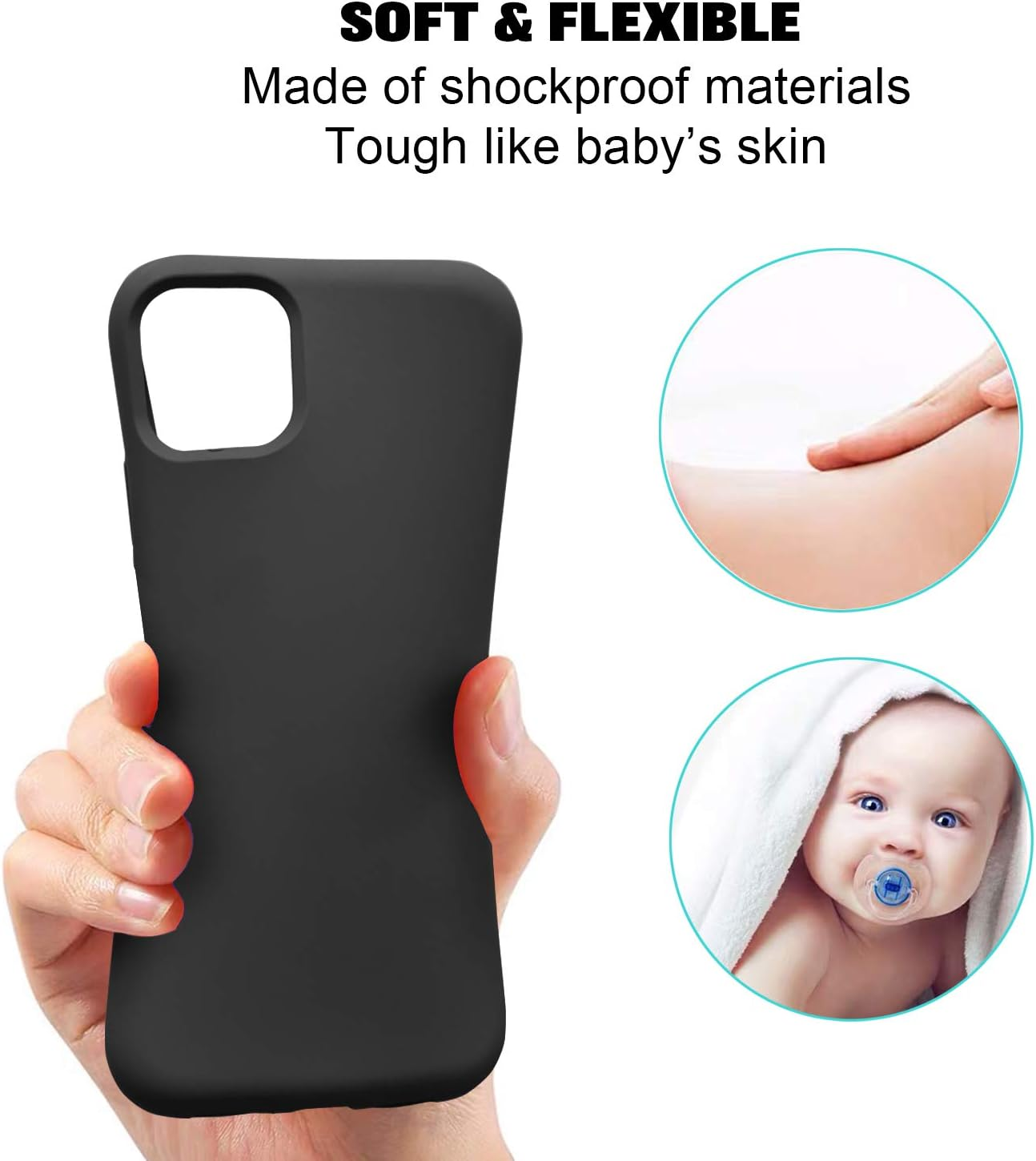 ZUSLAB Silicone Case for Iphone 11 Case, Liquid Silicone Anti-Scratch Gel Rubber Shockof Full Tection Soft Microfiber Lining Cover for Apple (2019) - Black - Black image number 3