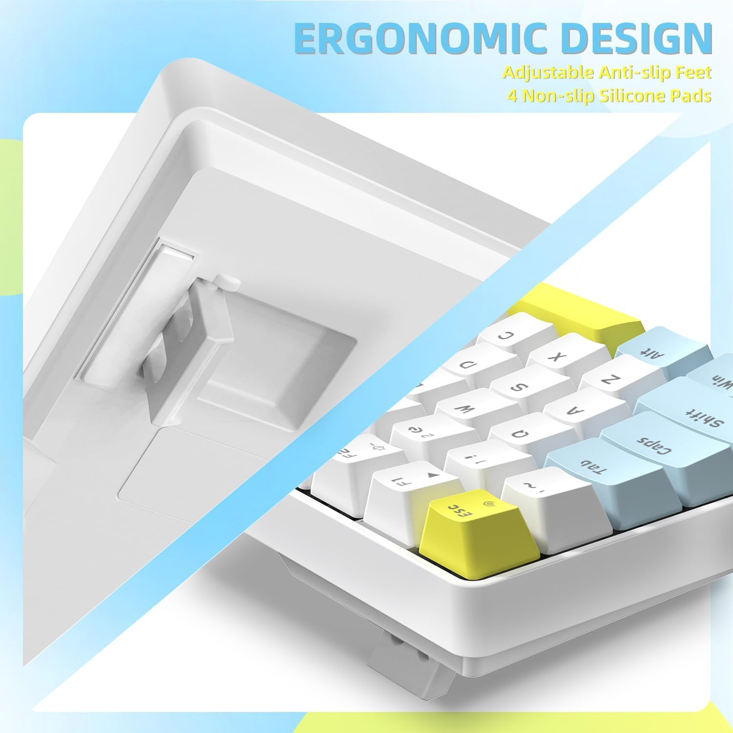 YINDIAO K84 75% Mechanical Gaming Keyboard,84 Keys TKL Layout Compact Keyboard,Hot Swappable,18 LED Backlit,Anti-Ghosting,With Pro Coiled USB-C Cable,Ergonomic,Portable,For Pc,Mac (Lemon,Red Switch) image number 2