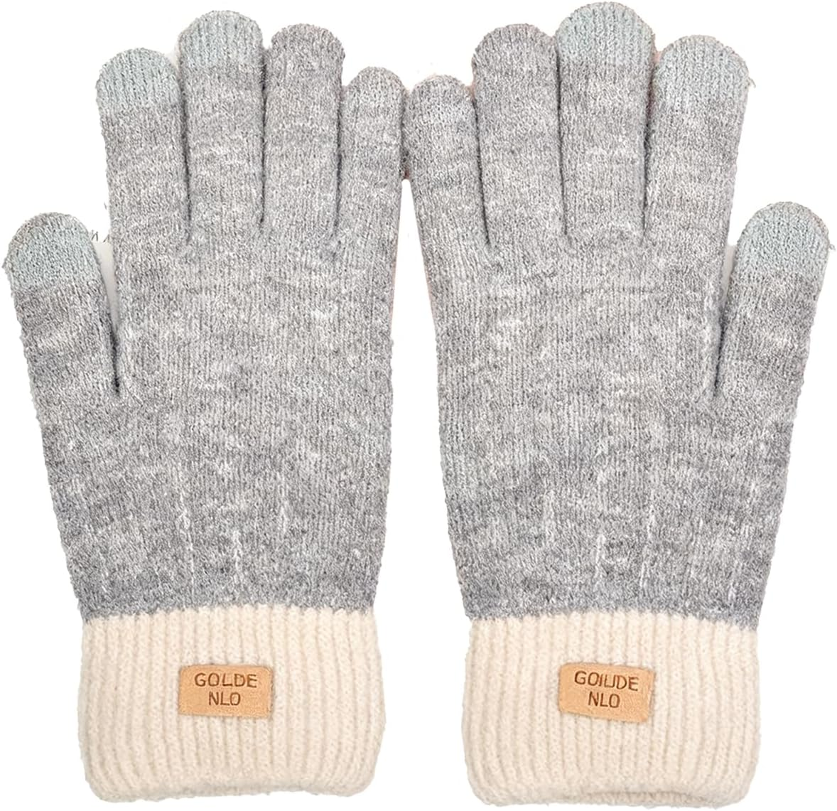 Winter Fingerless Gloves Women Men Warm Knit with Thermal Fleece Lined Ladies Cold Weather Touchscreen