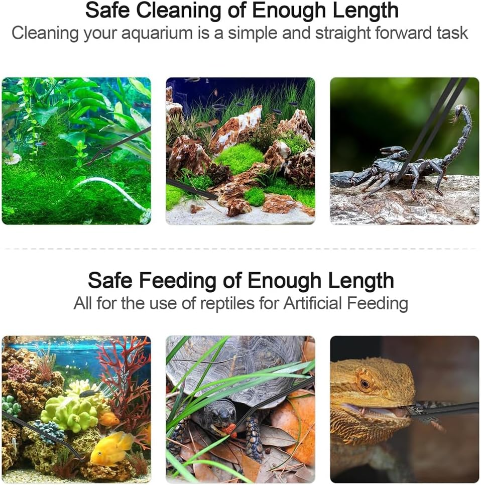 QOOWFEANIG 2Pcs Stainless Steel Reptile Feeding Tongs - 10.6" Straight & Curved Tips with Rubber Grip, Aquarium Tweezers for Snakes, Bearded Dragons, Lizards, Aquascaping Tool&Tank Accessories,Red image number 3