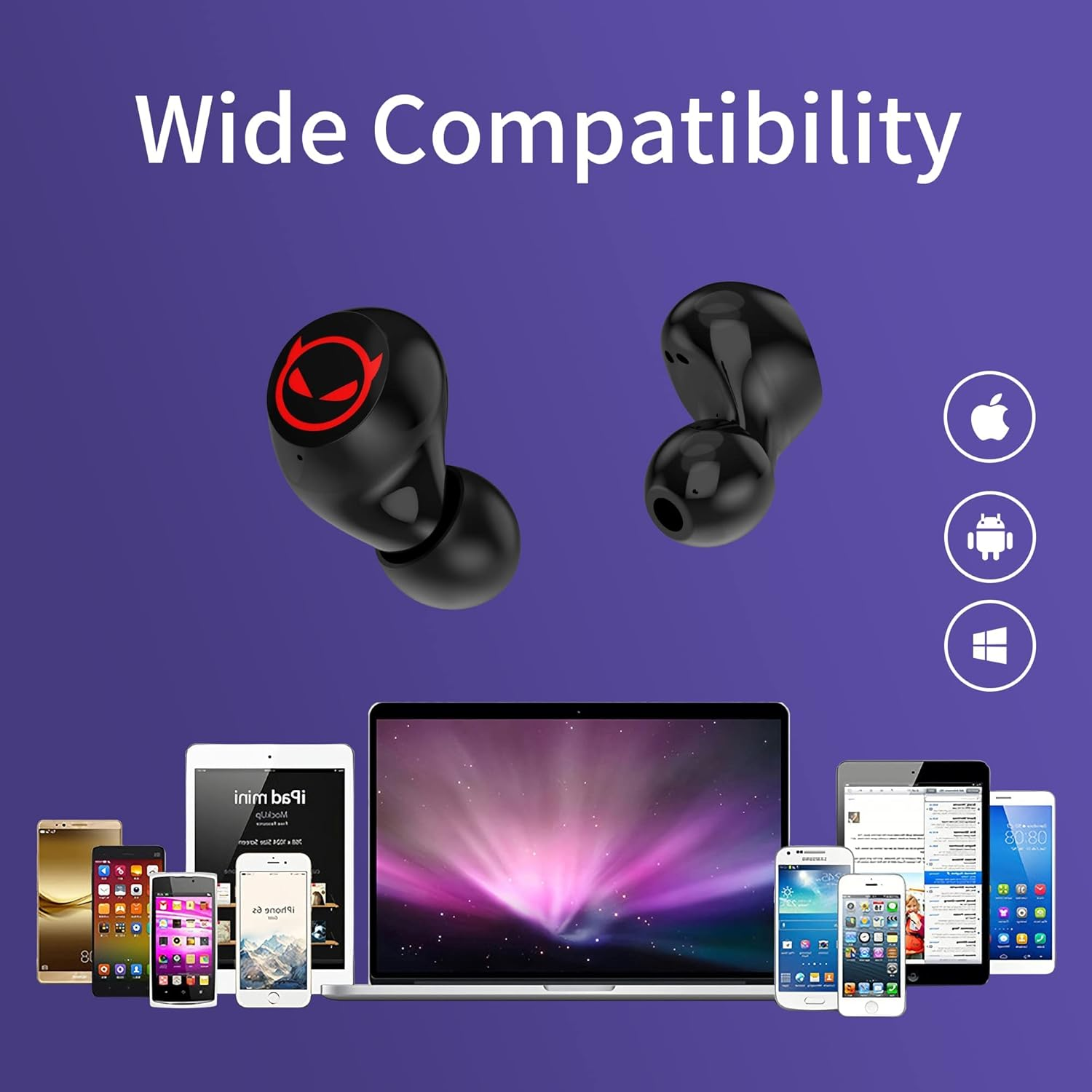 Tiny Bluetooth Earbuds,Kids Wireless Earbuds with Cute USB-C Charging Case, Waterproof Stereo TWS Wireless Earphone for Workout Sport with Micphone,Bluetooth 5.0 Headphones for Ios and Android&hellip;&hellip; - Black image number 6