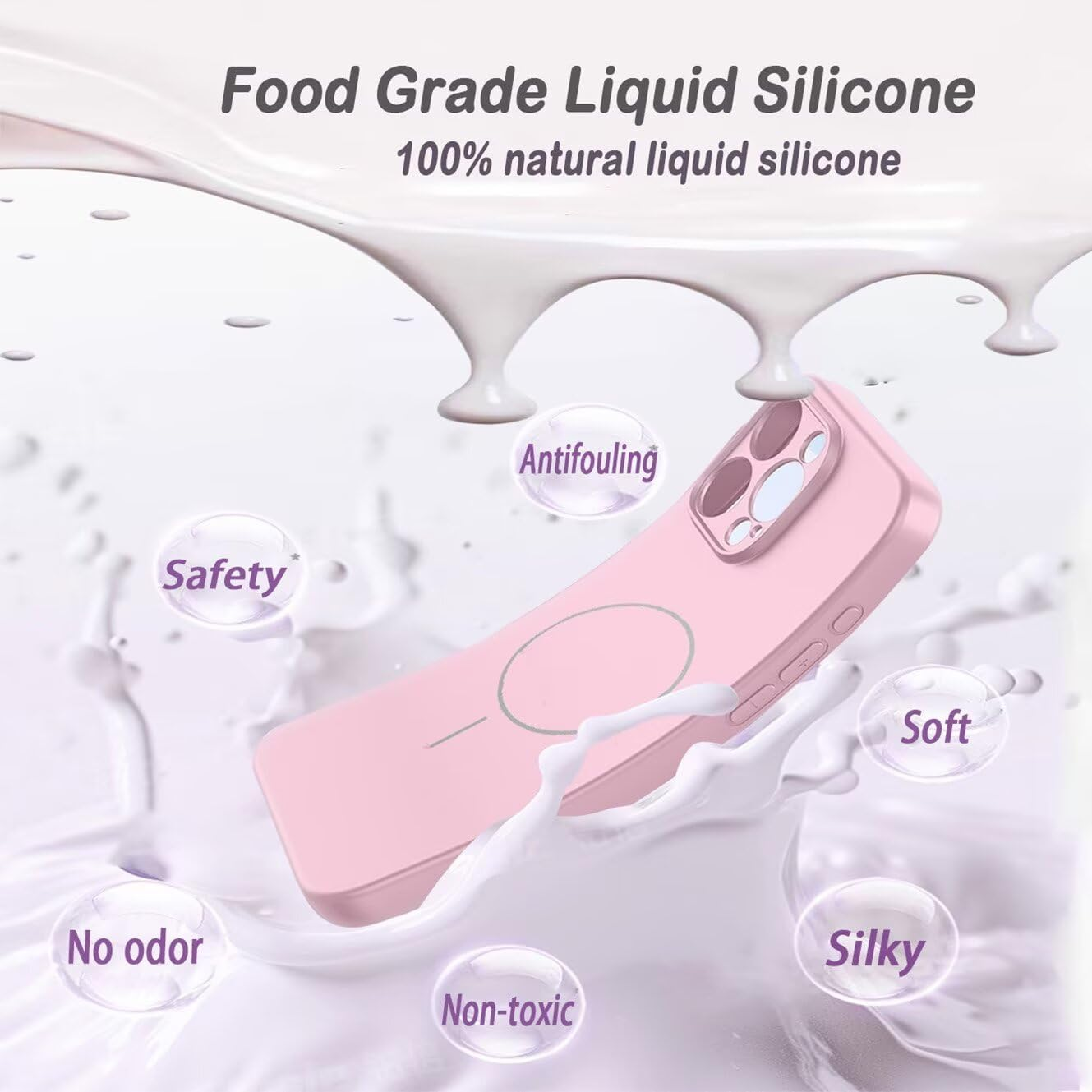 YUECXIN Magnetic Case for Motorola Moto E14/Moto G24/Moto G04 Compatible with Magsafe, Ultra Thin Shockproof Soft Microfibre Lining Liquid Silicone Mobile Phone Case TPU Protective Case Dark Green image number 6