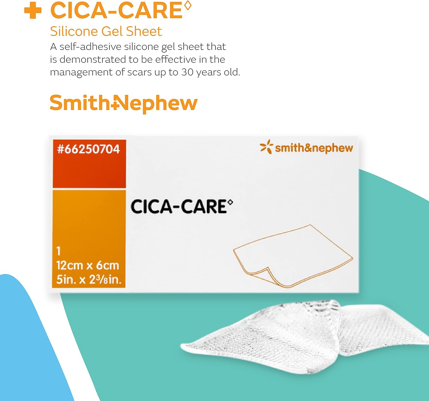 Smith & Nephew Cica-Care 6 X 12 Cm Scar Treatment Wound Dressing, 1 Count, Non-Sterile, Non-Adherent, 0.042 Grams