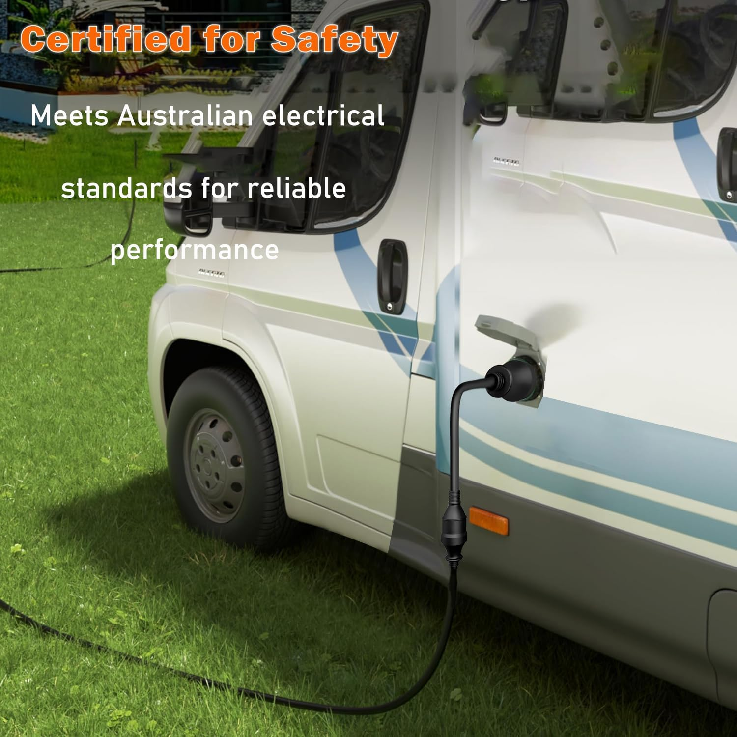 10A Plug to 15A Power Adapter Cord, SAA Approve Heavy Duty 20Cm Length, EV Charging Extension Cable, Portable for Electric Vehicles, RV, Camper, Caravan, Van, Trailer (Black) image number 5