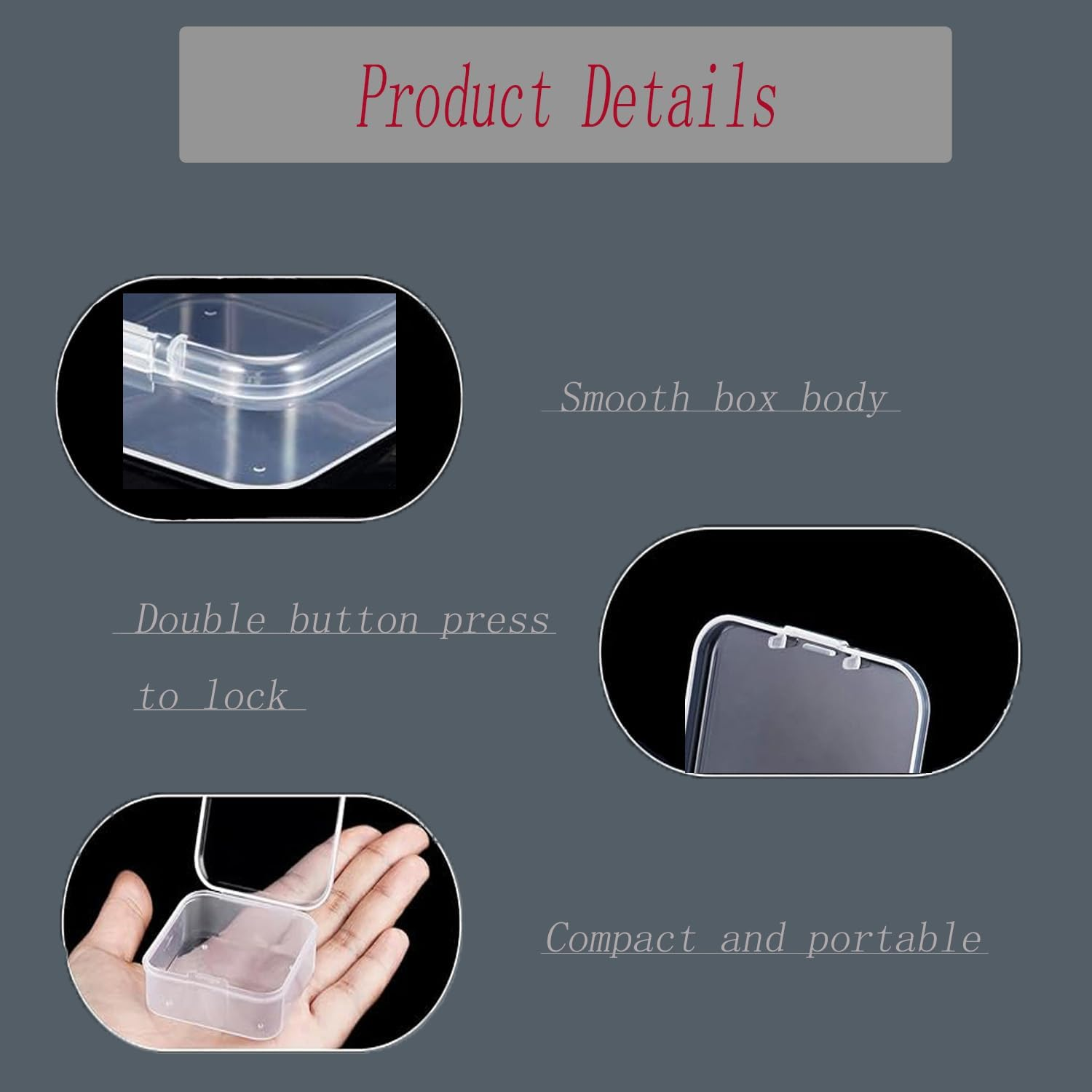 6Pcs Small Plastic Containers with Hinged Lid, Clear Beads Storage Containers, Craft Storage Box, Soap Travel Storage Cases, Organizer Containers for Small Items Jewelry Hardware Accessories image number 5