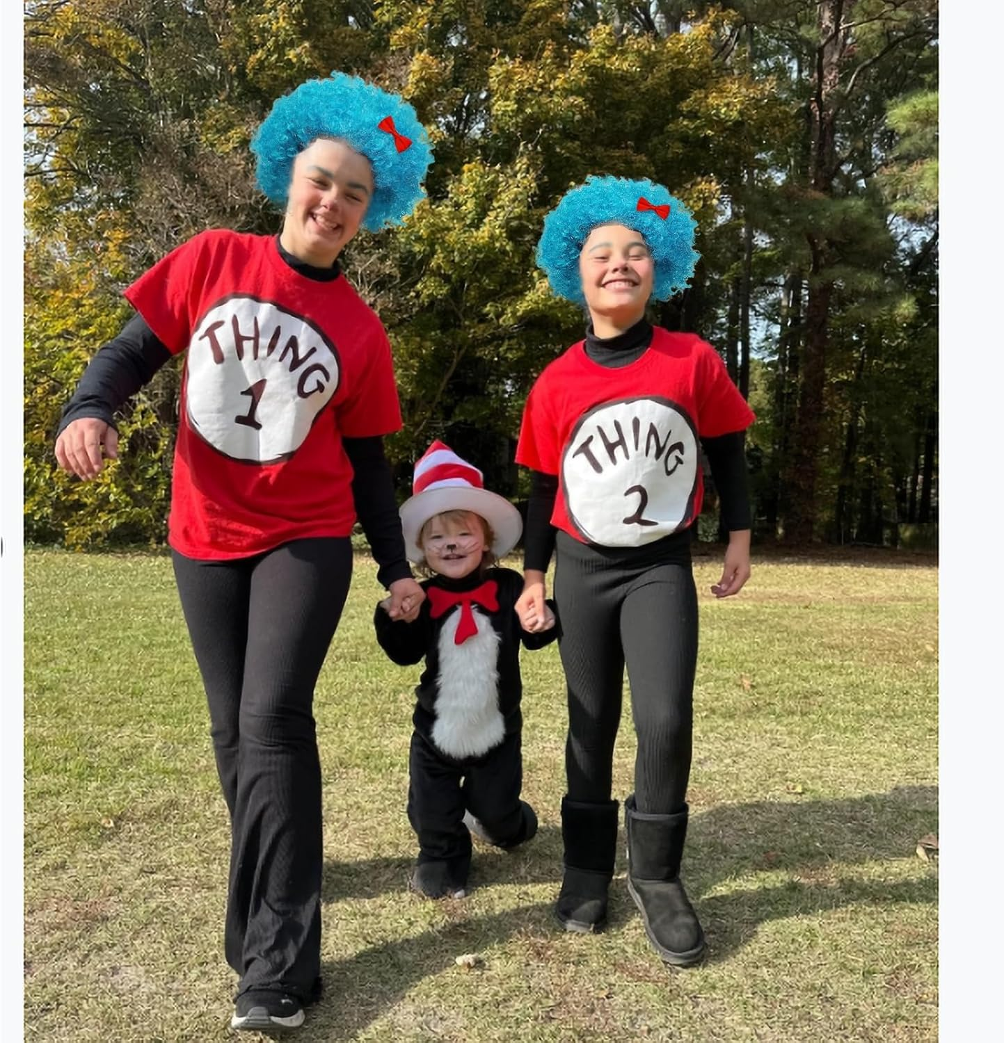 Kuskins 2 Pcs Blue Wigs for Thing 1 Cosplay Accessories - Curly Funky Afro Costume Wig for Reading Week, Halloween and Thing One Party image number 2