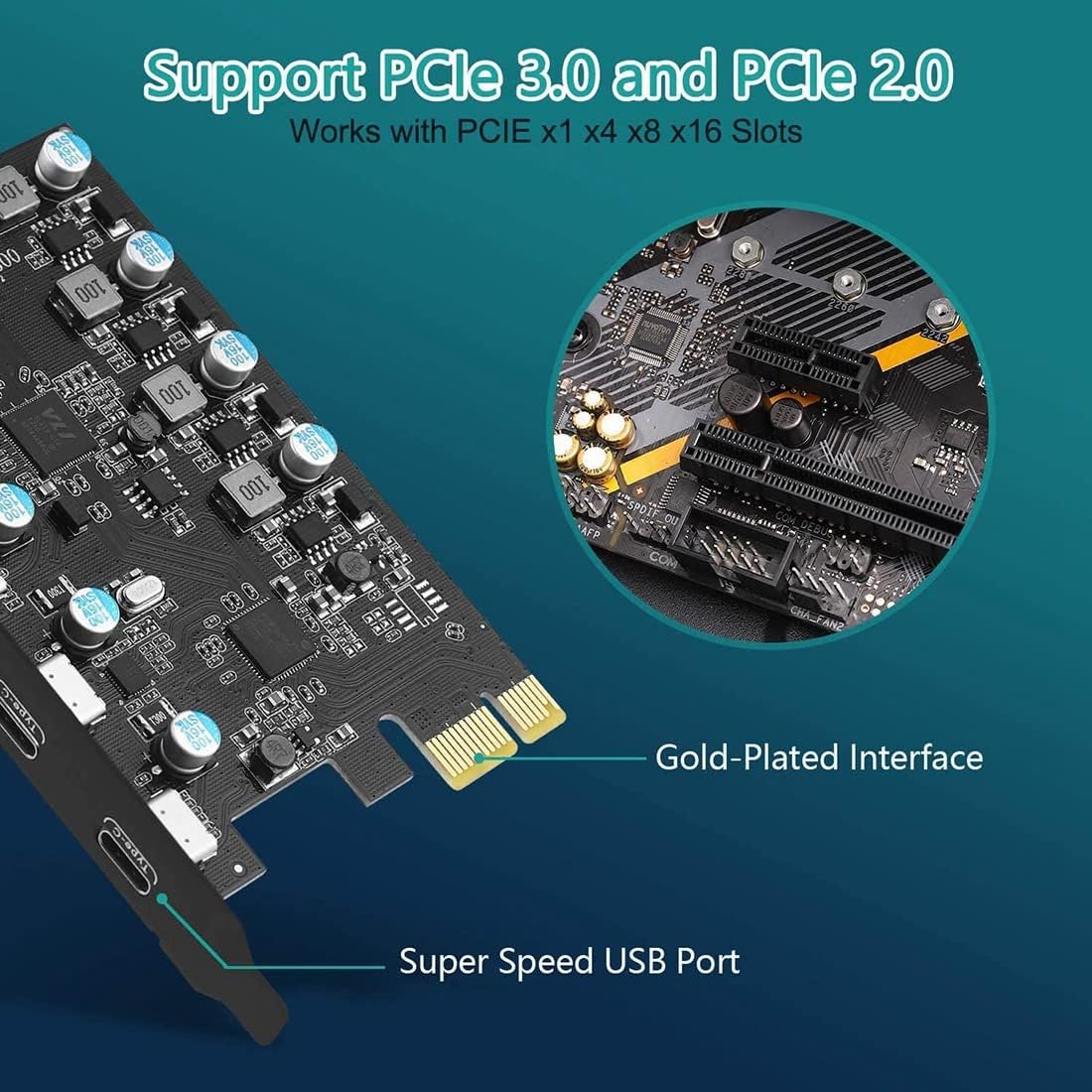 Aribrnten Pcie Expansion Card to 5 Port (3X USB C,2X USB 3.0-A) PCI Express Expansion Card for /8/7 and OS 10.8.2 image number 6