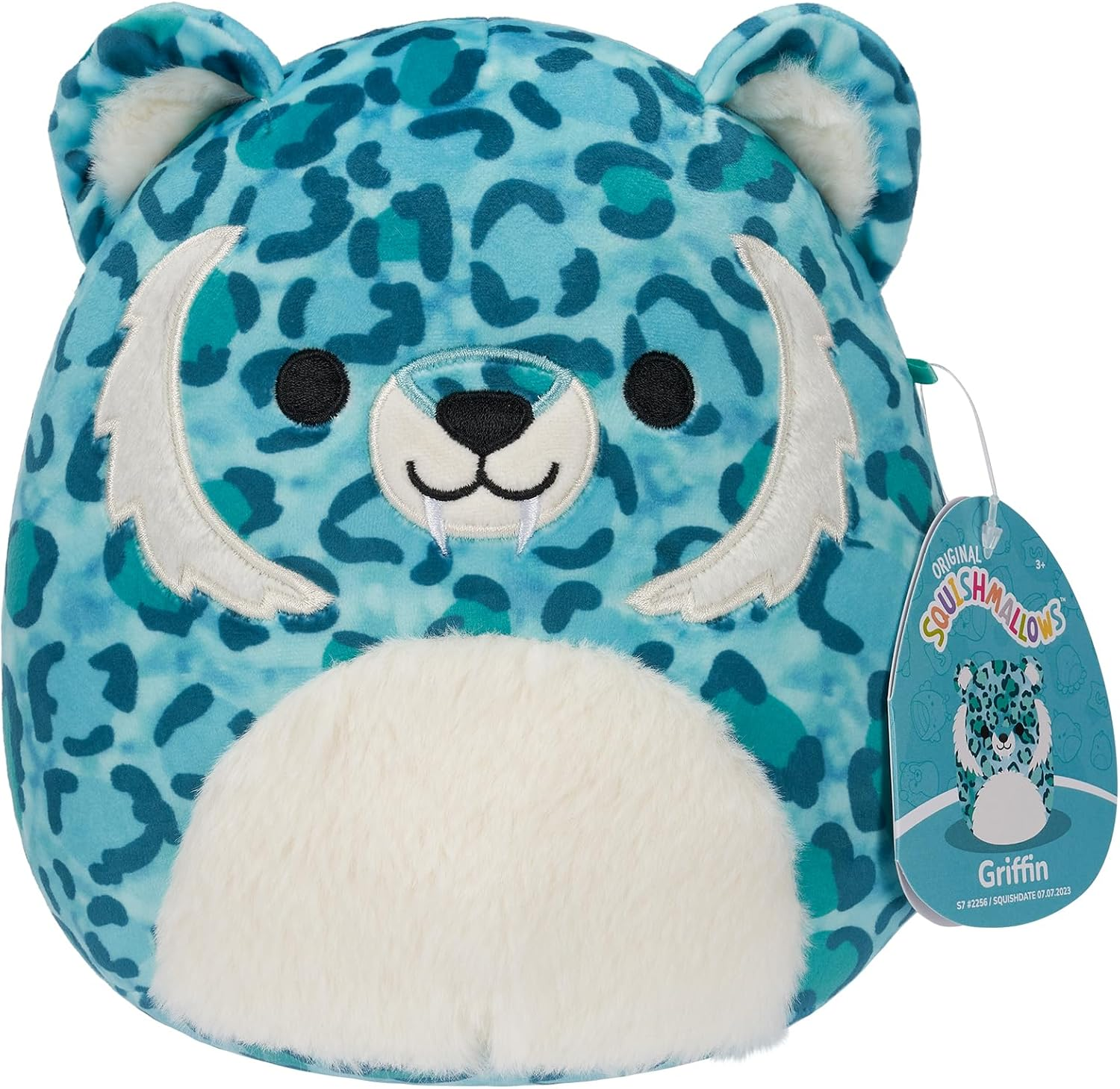 Squishmallows SQCR05381 7.5-Inch-Griffin the Aqua Saber-Tooth Tiger, Multicolour image number 6