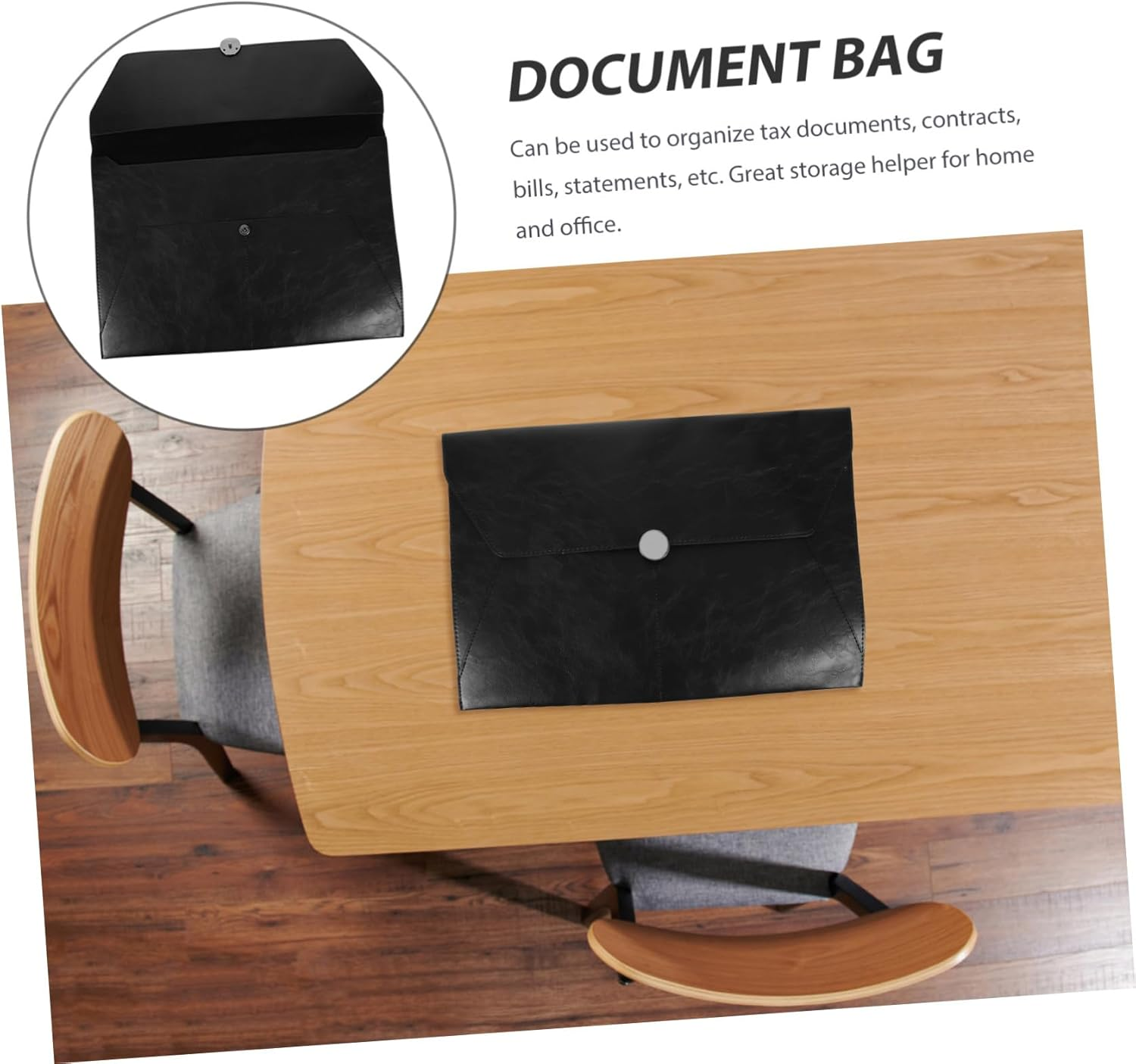 TOGEVAL Large Capacity Leather Information Bag for Document Storage Reusable Office File Folder Pockets for Travel Pouch Organization image number 6