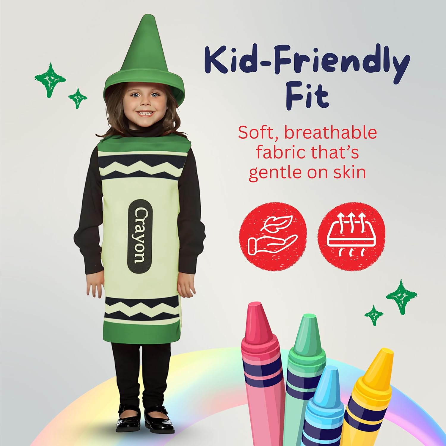 Dress up America Kids Green Crayon Costume image number 5