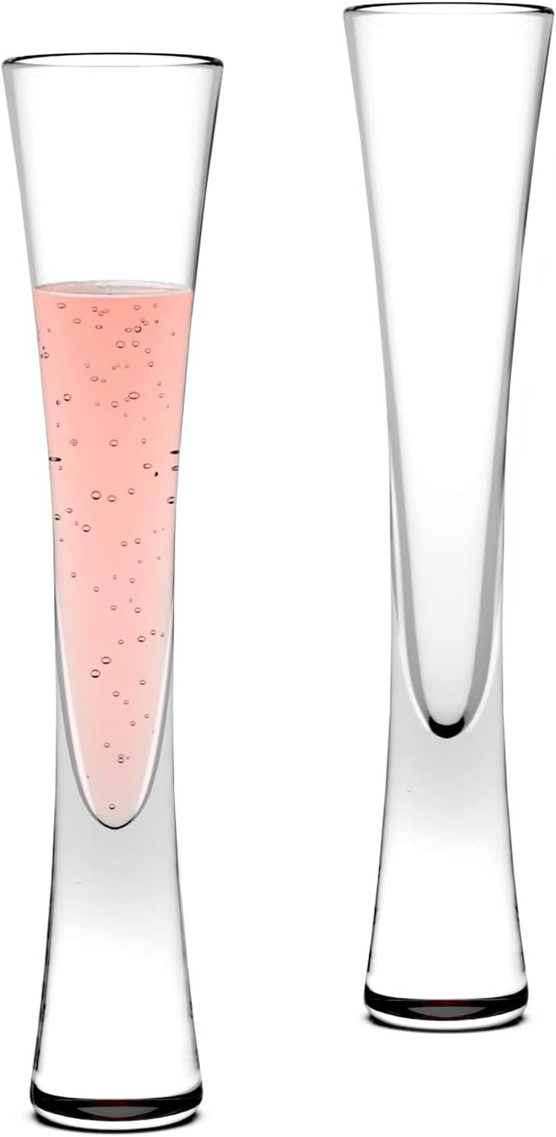 Karadrova 2X145Ml Champagne Flutes, Prosecco Glasses, Handmade, Clear Crystal Champagne Liqueur Glasses, Prosecco Flute for Wedding Anniversary (Foam)