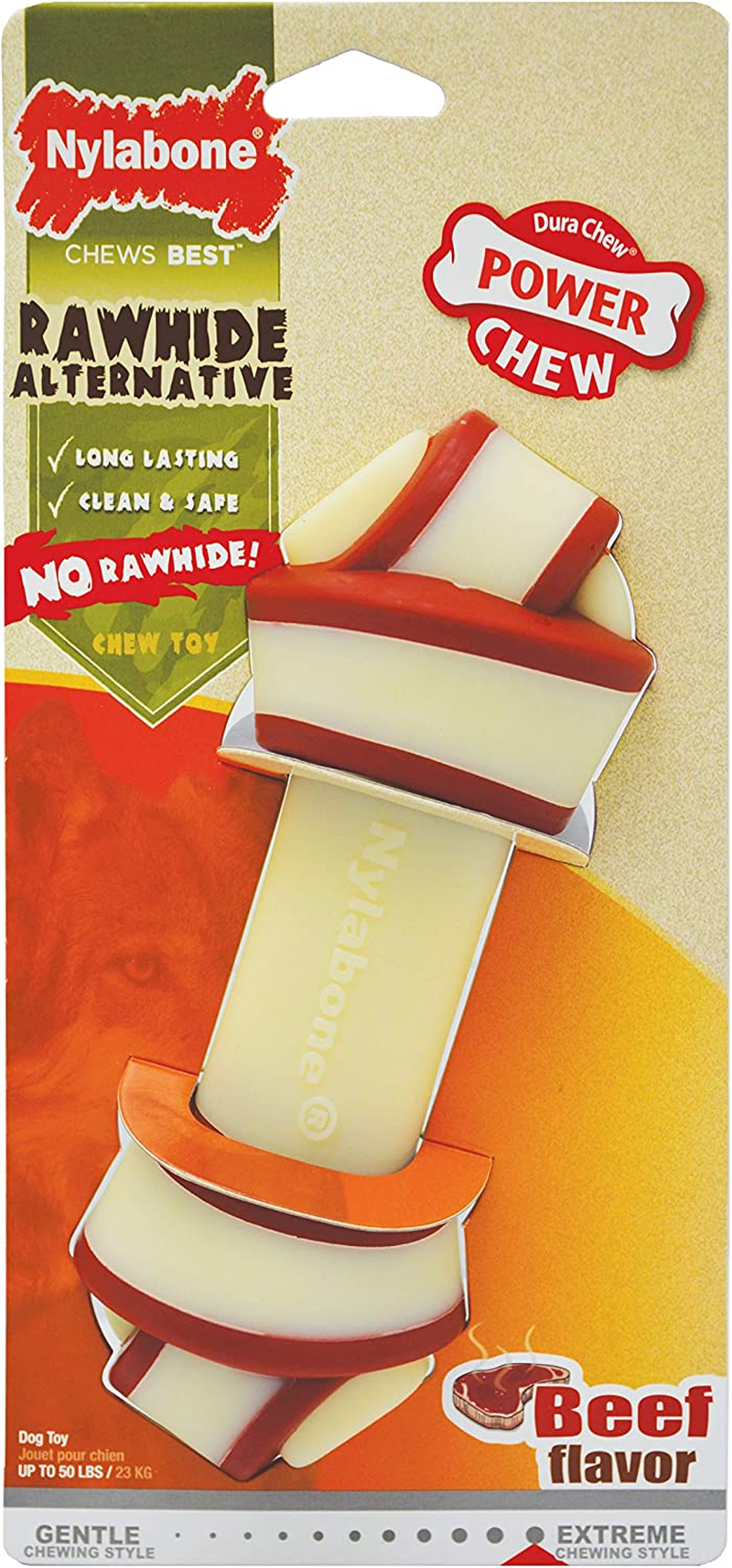 Nylabone Power Chew Rawhide Knot Alternative Beef Chew Toy image number 1