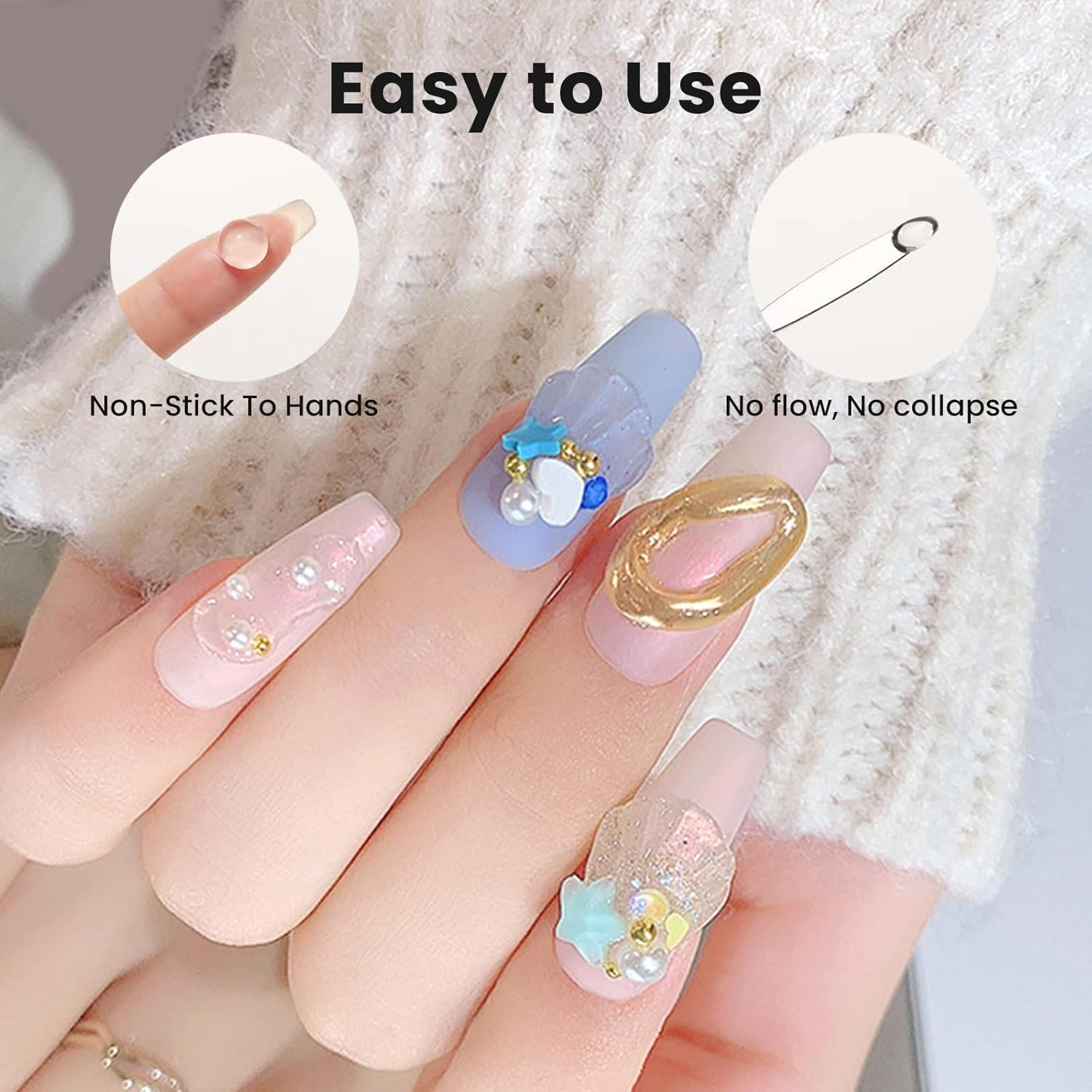 BUTIBBJA Solid Builder Gel for Nails, Clear, Nail Art for 3D Sculpting Gel Sock off UV LED with Silicone Mold Salon DIY at Home,16G/0.56Oz image number 1