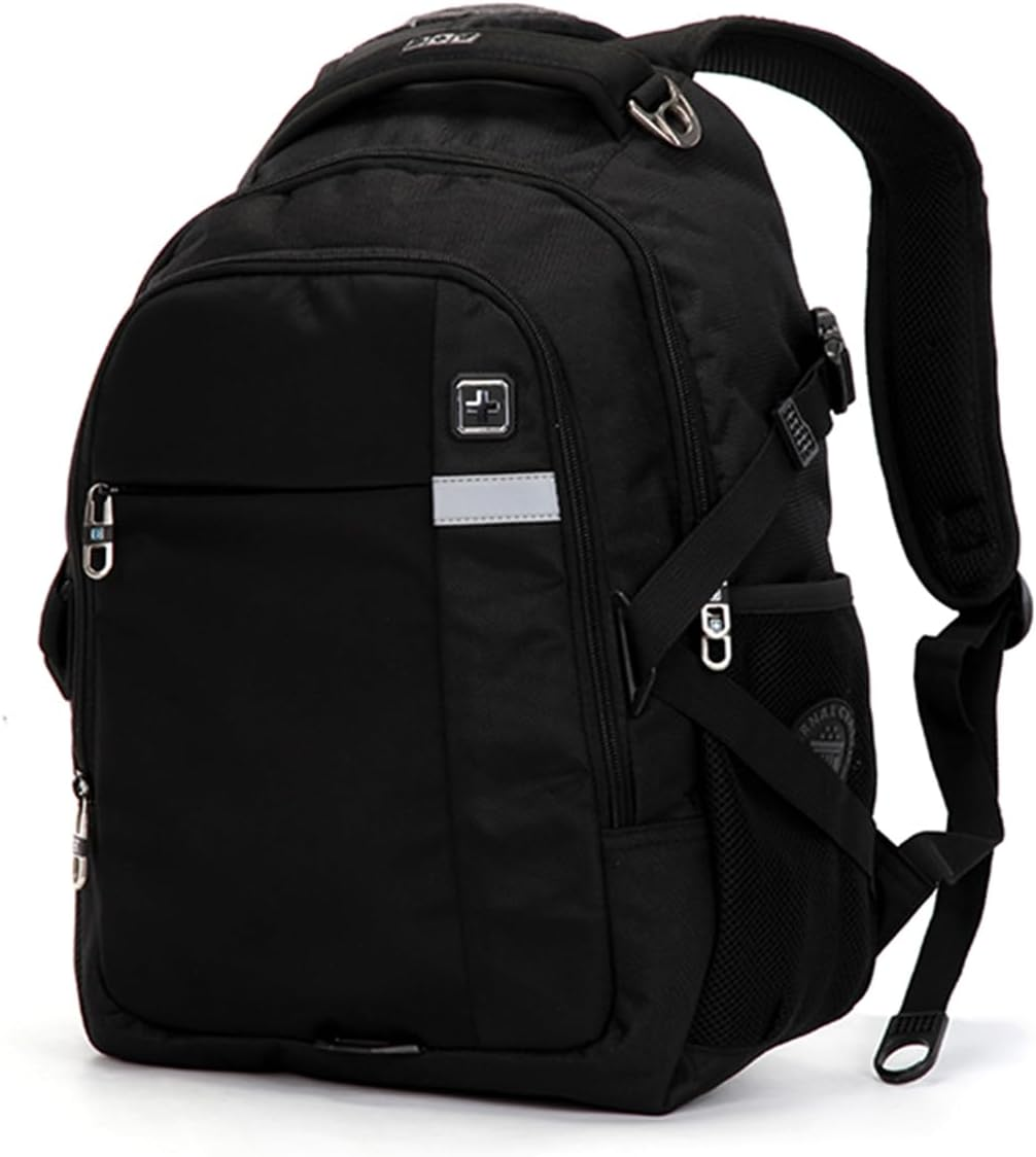 SUISSEWIN Swiss Laptop Backpack 15.6 Inch, Water Resistant Shoulder Messenger Bag, Travel, Work, Business, College, Black Backpack for Men and Women (SN9610) image number 5