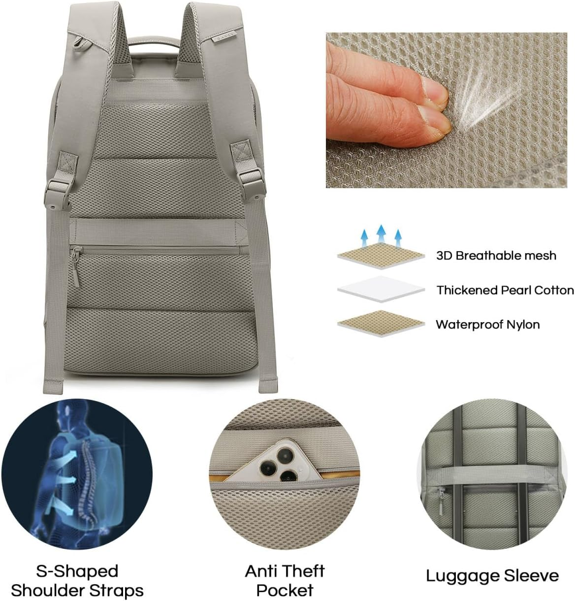 BANGE Casual Daypacks for Men and Women - Black image number 6