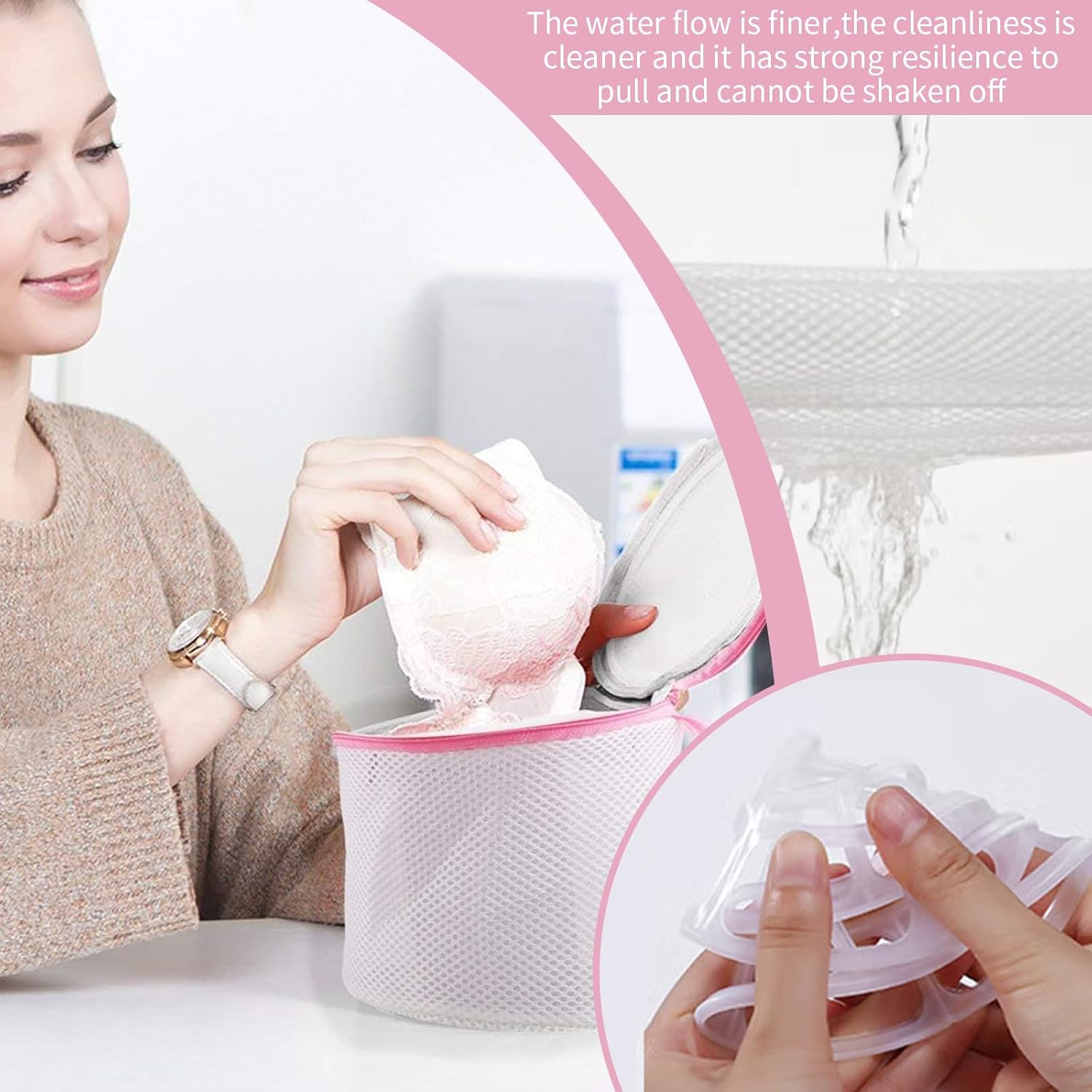 5 Pcs Laundry Mesh Bags with Zipper, 17 * 15Cm Bra Washing Bag, Lingerie Bag for Washing Machine, Permeability Lingerie Laundry Bag, Prevent Clothing Deformation, Underwear Bags for Women Laundry (5) image number 5