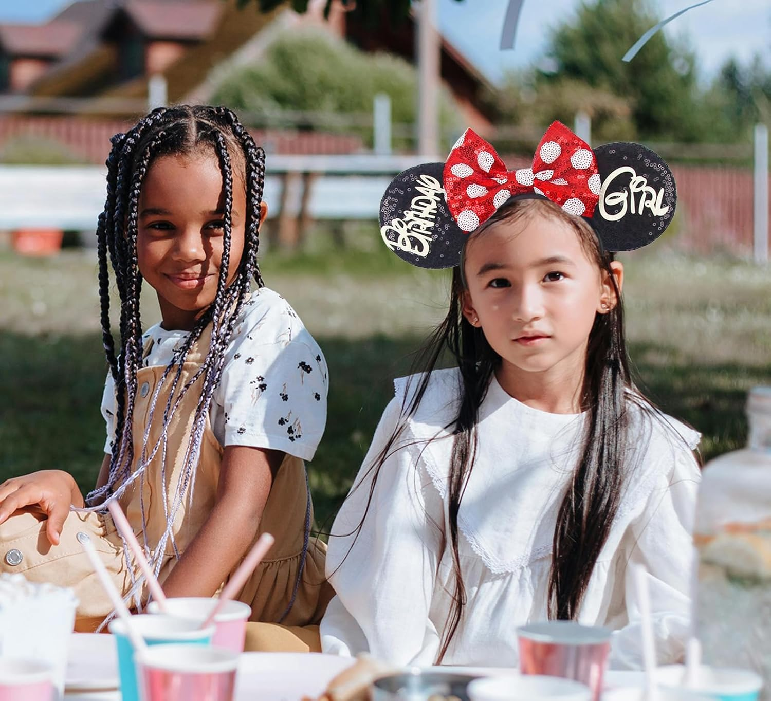 RAZKO Mouse Ears Headband, Birthday Girl Mice Ears Hairband, Classic Red, Silver Blue Rainbow Mouse Ears for Birthday Party or Birthday Present (Birthday Girl-B) - Cars-95 image number 4