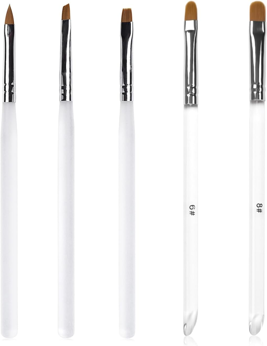 KADS 8 Pcs Nail Brushes Set-Nail Liner Brush Nail Gel Brushes Ponined Flat Oblique Brush and Oval Brush image number 5