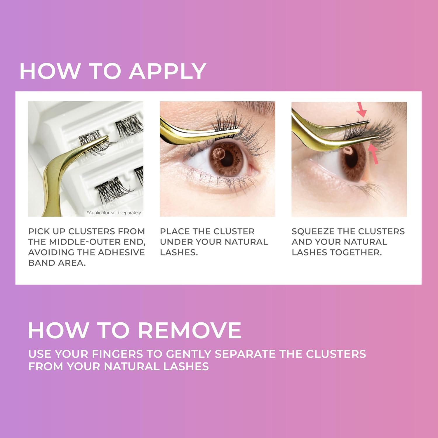 KISS Impress Falsies Press on Self Adhesive Eyelashes, 12Mm-14Mm Natural Volume Press on Lashes, Black, No Glue Needed, Invisible Band, 12 Lash Clusters - Airy