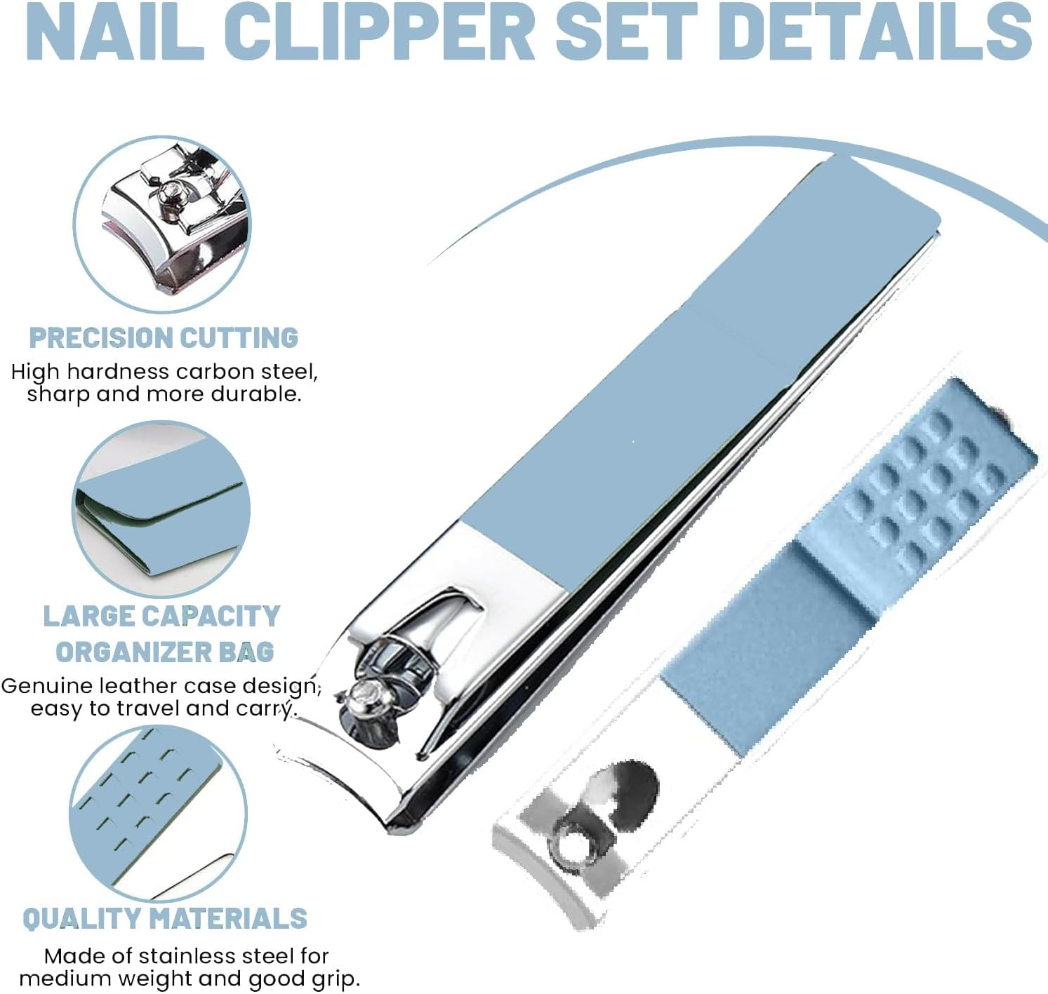 Wzenclave 16Pcs Professional Grooming Kit Stainless Steel Steel Manicure Set Nail Clippers Eyebrow Scissors Cuticle Nippers Pedicure Kit image number 1