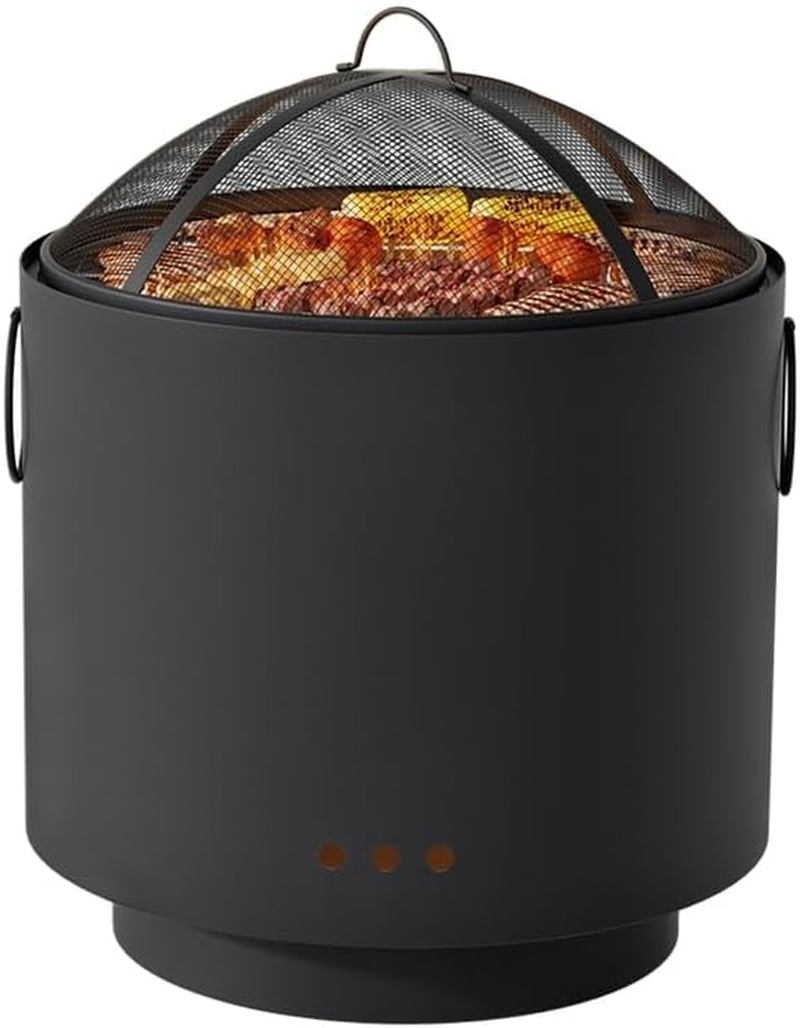 Grillz Fire Pit BBQ 2In1 Camping Barbecue Grill Fire Pit Portable Charcoal Wood Smoker for Outdoor Camping Garden Patio Fireplace image number 5