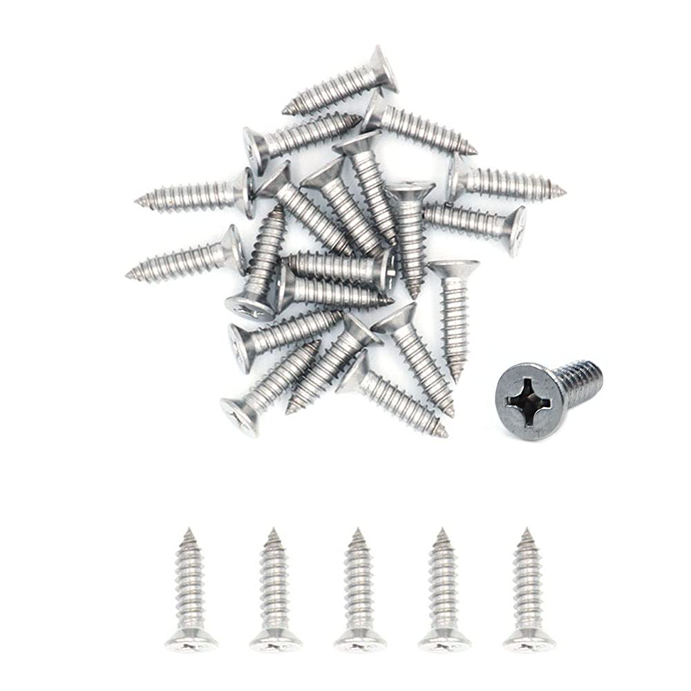500X NUZAMAS 8G*19 304 Stainless Steel Self-Tapping Screws Cross Flat Countersunk Head Screw Miniature Screw Wood Screw Self-Tapping Screws and Wood Screw(St4.2 * 19) image number 5