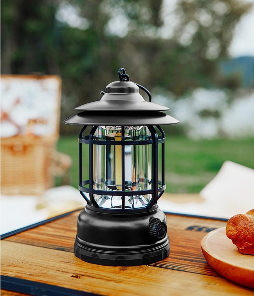 2PACK Rechargeable Camping Lanterns, Portable LED Tent Light with Stepless Dimming, Waterproof Vintage Design, 360&deg; Illumination, USB-C Fast Charging, Indoor & Outdoor Decor image number 5