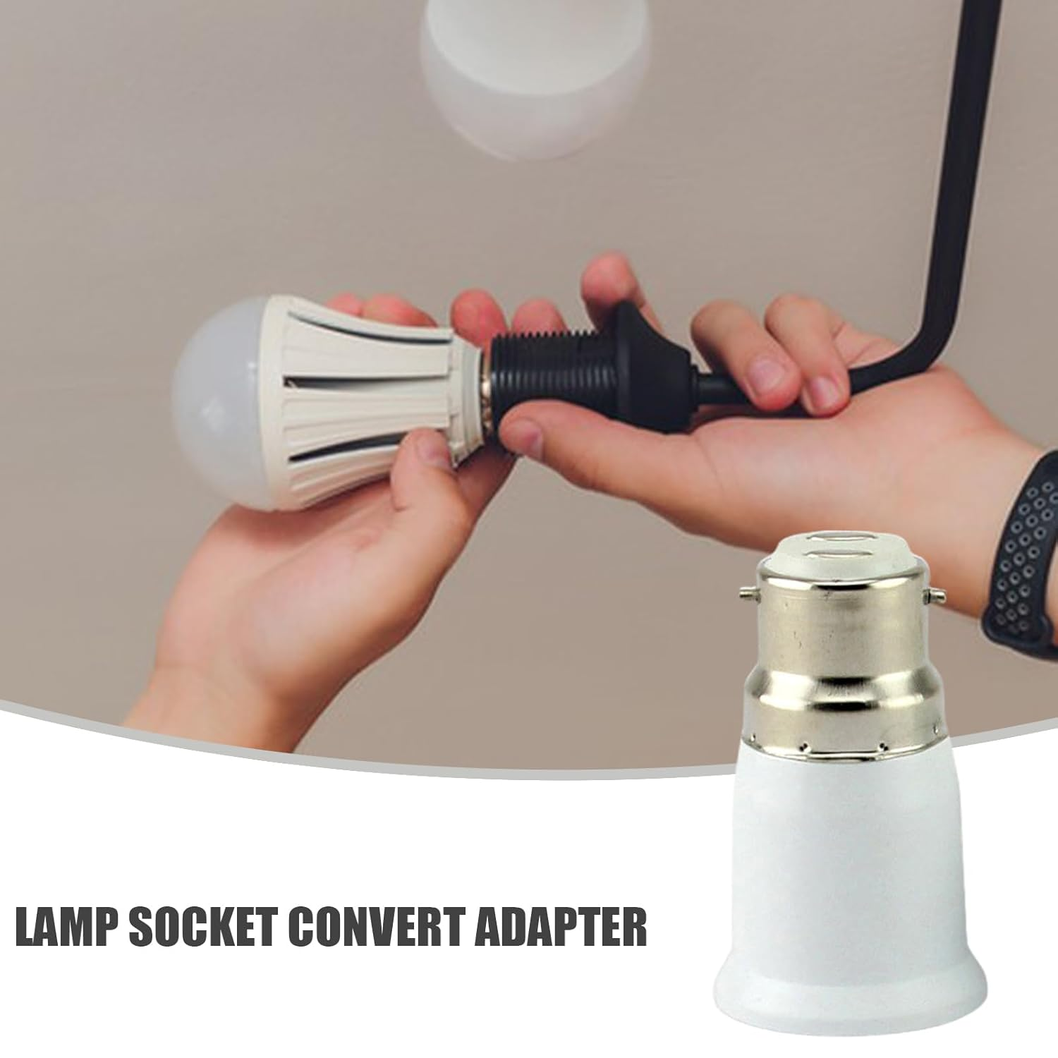 Light Bulb Socket Converter Bayonet to Screw Bulbs Adaptor B22 to E27 Socket Converter for Ceiling Fans Light Chandeliers Base S-Ocket Convert-Er for LED Bulbs and Incandescent B-Ulb (Turn B22 to E27) image number 6