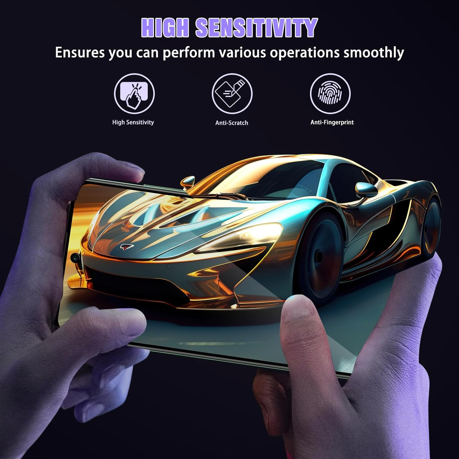 Hinzann Privacy Screen Protector for OPPO Reno 12 F 5G, Pack of 2 Anti-Spy Tempered Glass Protection + 2 Camera Protection, 9H Hardness Privacy Screen, Scratch-Resistant Privacy Screen Protector For image number 2