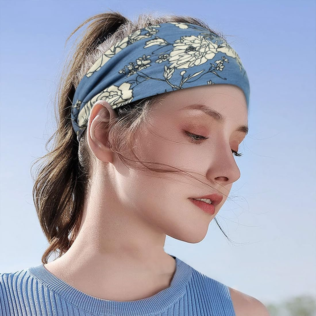 Pack of 6 Headbands for Women Non-Slip Short Hair Yoga Workout Running Sports Elastic Hair Bands for Women Hair Straw Turban Hair Wrap for Girls Leopard Print image number 2