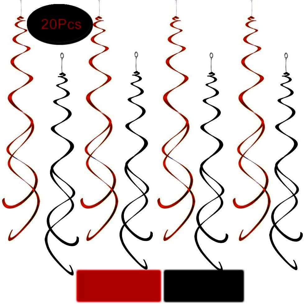Black 40 Party Swirl Birthday Decorations-Foil Ceiling Hanging Swirl for 40Th Birthday Party Decorations 40Th Anniversary - Pack of 20