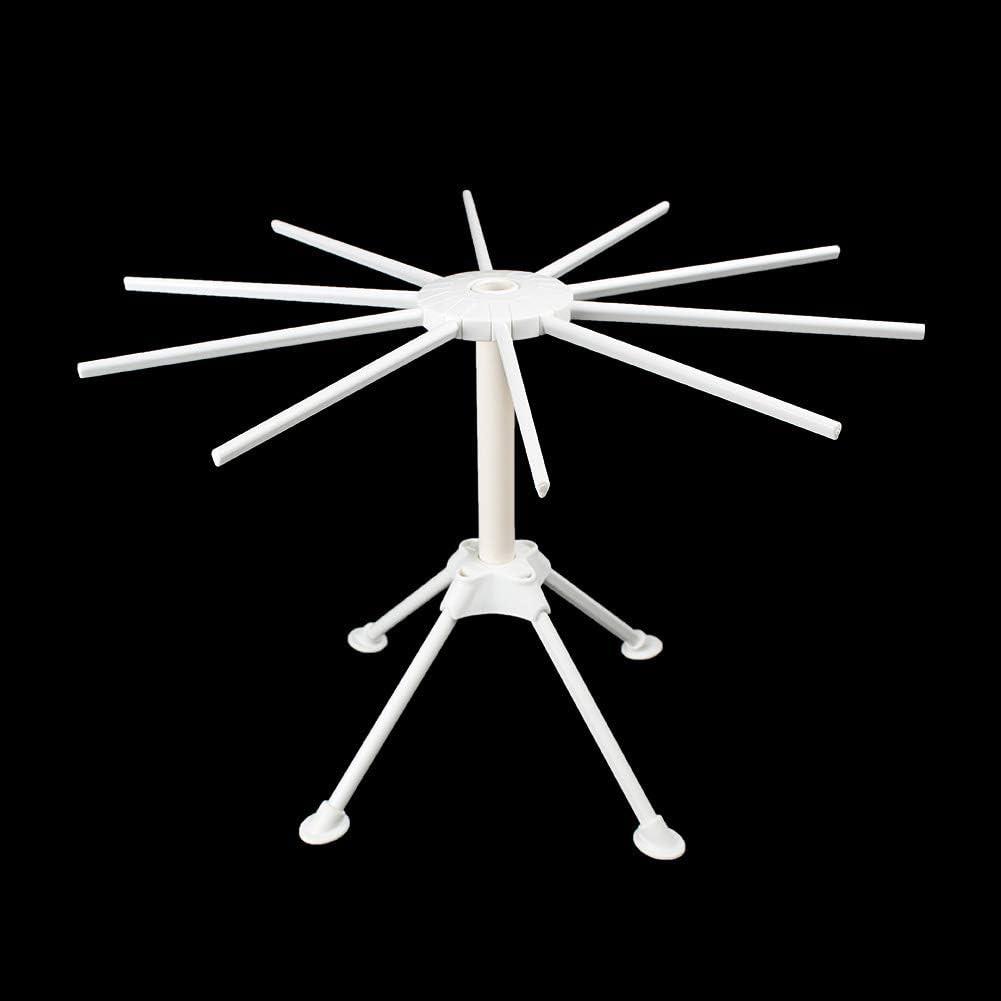 Ourokhome Collapsible Pasta Drying Rack- Plastic Household Noodle Stander with 10 Arms (White) - Red image number 7