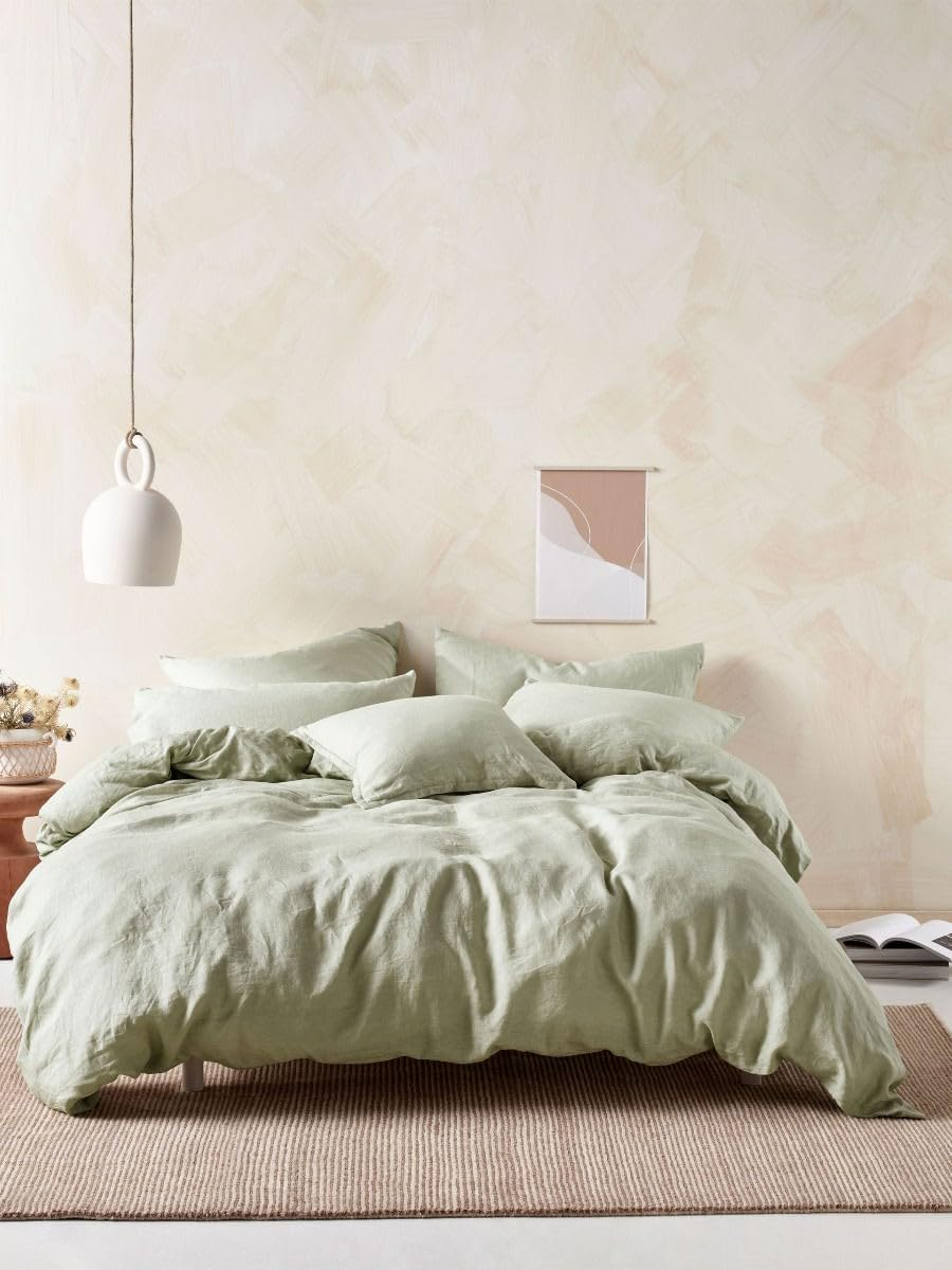 Linen House Nimes Quilt Cover Set, Wasabi, Queen Bed - Pecan image number 7